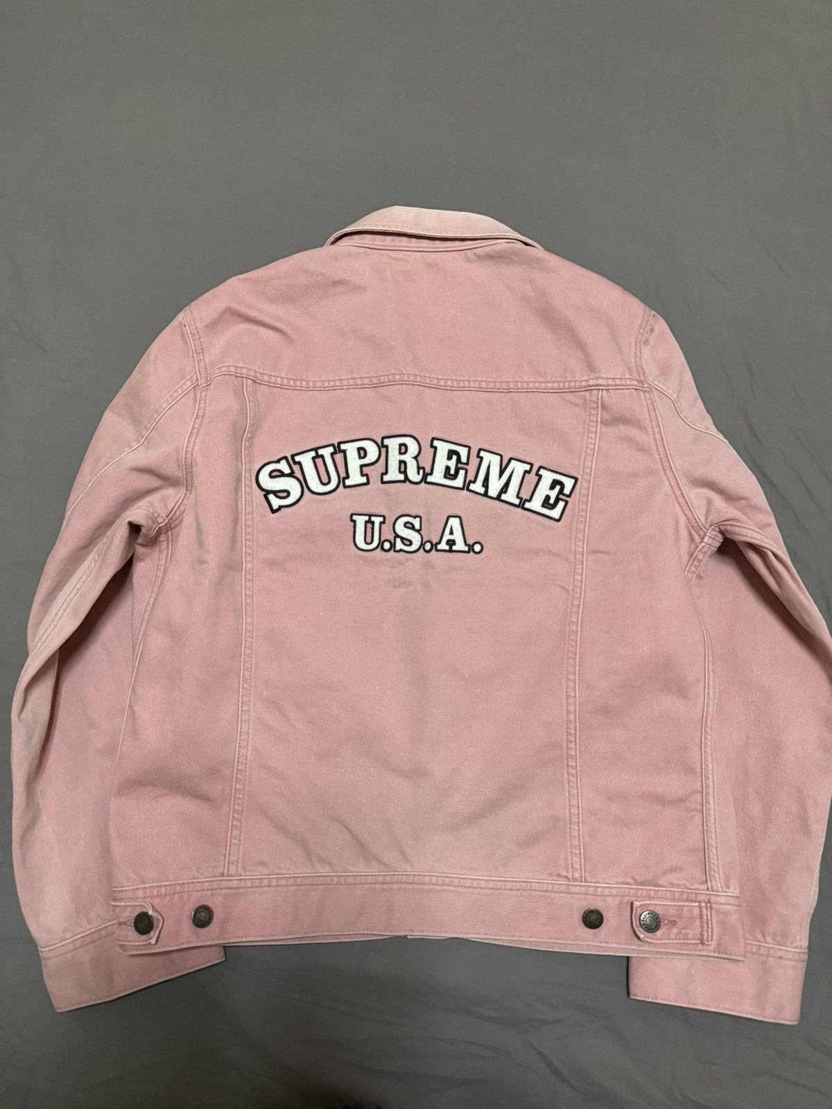 Supreme Supreme Usa denim jacket trucker pink | Grailed
