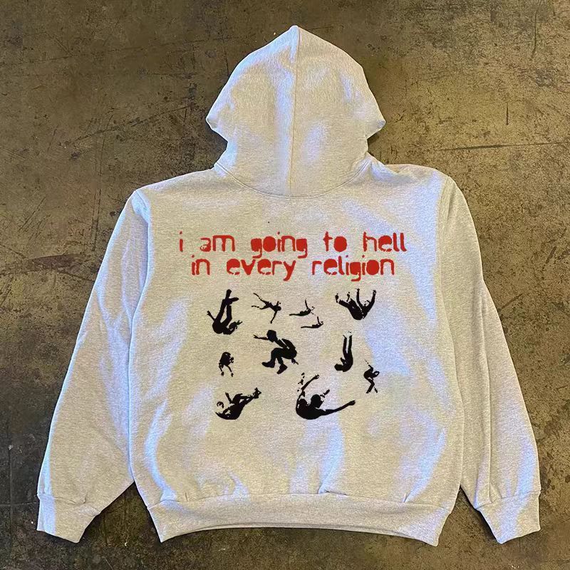 Japanese Brand × Vintage Gray street retro dancer print loose y2k hoodie Size US L / EU 52-54 / 3 - 1 Thumbnail