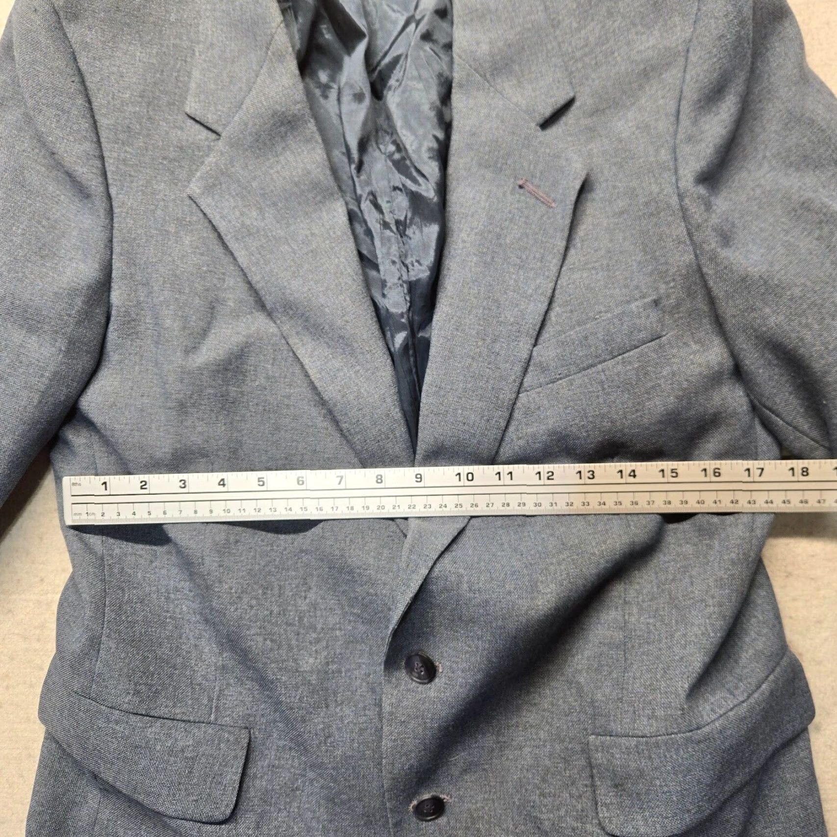 Vintage VINTAGE Hunting Horn Loui Strauss Solid Blue Two Button Blazer Sport Coat Suit Jacket Adult Men's 42R 40 Wool Polyester Rayon Blue Size 40R - 4 Thumbnail