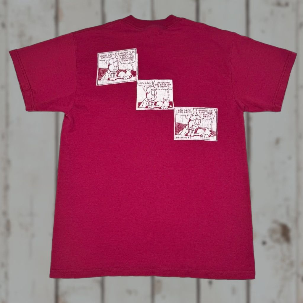 Vintage VINTAGE Physics Garfield Jim Davis Shirt - Burgundy - Medium - 90s - Men - T-Shirt - Unbranded - Regular - Burgundy - 90s - Mens Size US M / EU 48-50 / 2 - 1 Thumbnail