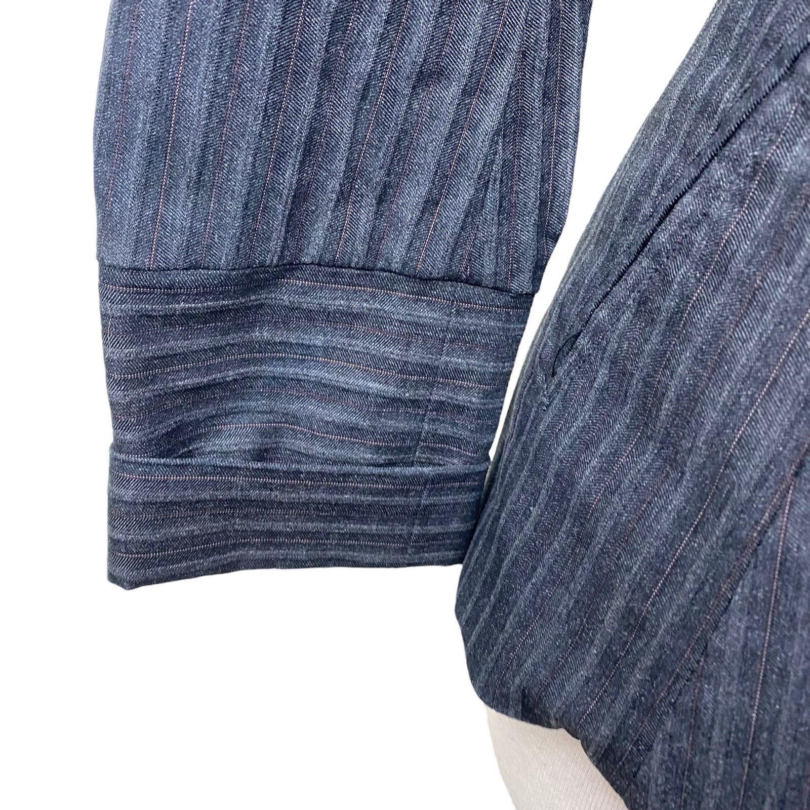 Gary Graham GARY GRAHAM Double Layer Faux Leather Pinstriped Blazer Size S / US 4 / IT 40 - 14 Thumbnail