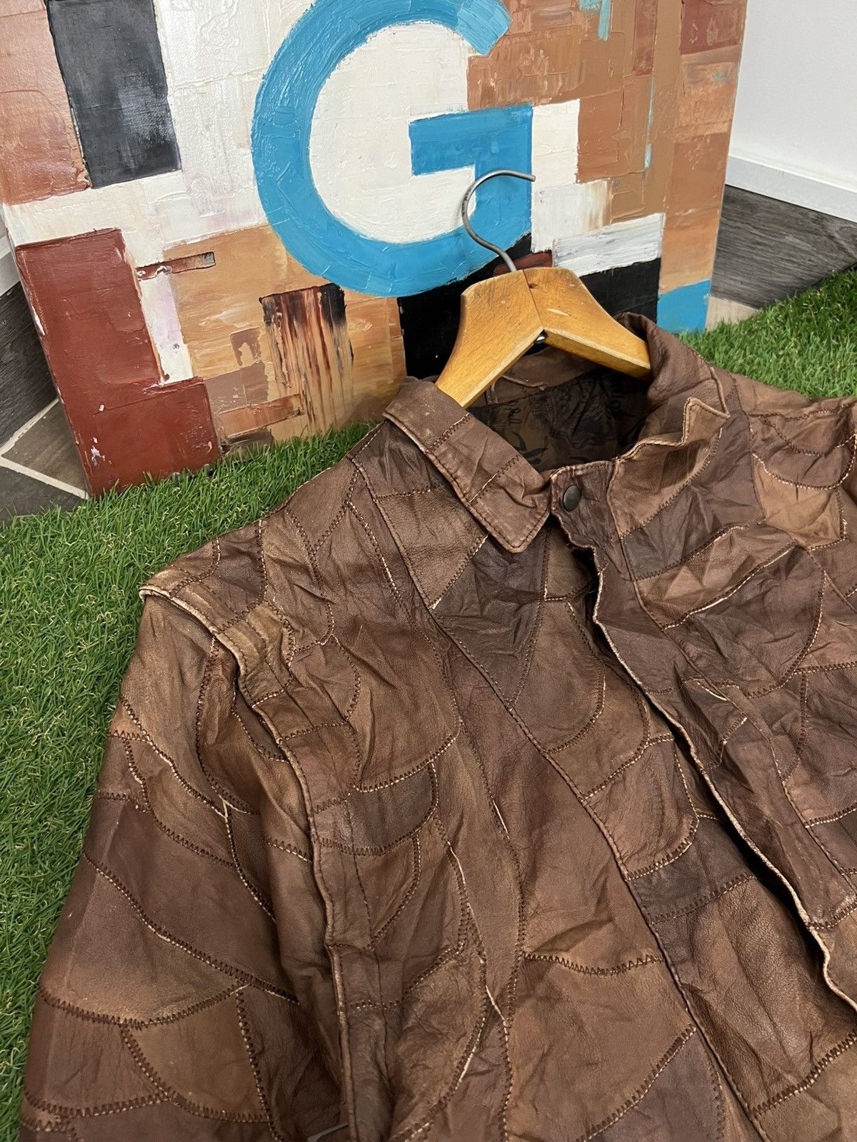 Vintage Y2K Faux Leather Patchwork Jacket like cdg yohji jpg 00s Size US L / EU 52-54 / 3 - 2 Thumbnail