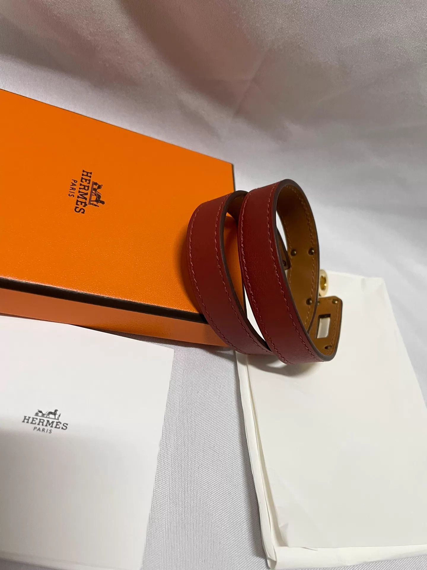 Hermes HERMES Mini Kelly Box Double Ring Bracelet Venezia Red Size ONE SIZE - 6 Thumbnail