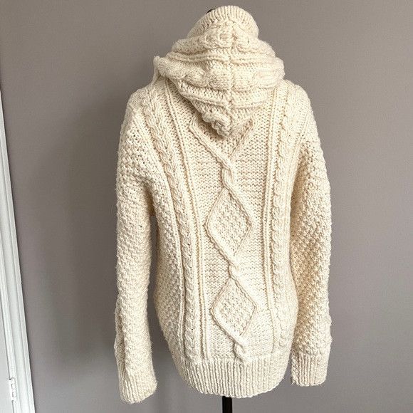 Handmade Handmade Peru Cable Knit Hooded Merino Wool Zip Cardigan Size M / US 6-8 / IT 42-44 - 9 Thumbnail