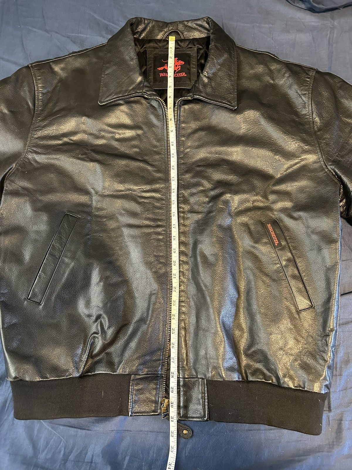 Vintage × Winchester Winchester Heavy Oversized Leather Black Bomber Jacket Size US XL / EU 56 / 4 - 2 Thumbnail