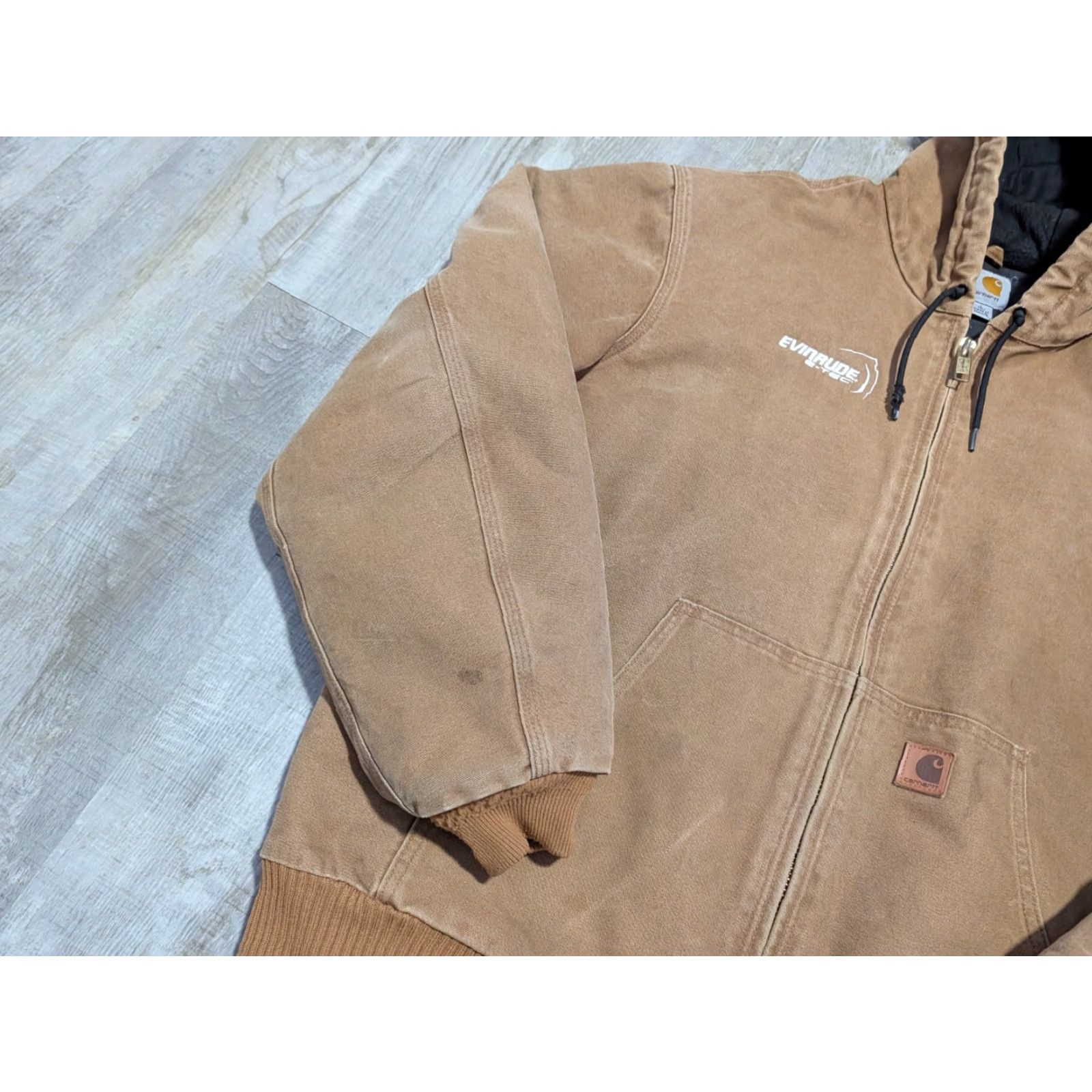 Carhartt Carhartt J130 Tan Duck Quilted Lined Workwear Jacket Men's Large Tall Hooded Size US L / EU 52-54 / 3 - 4 Thumbnail