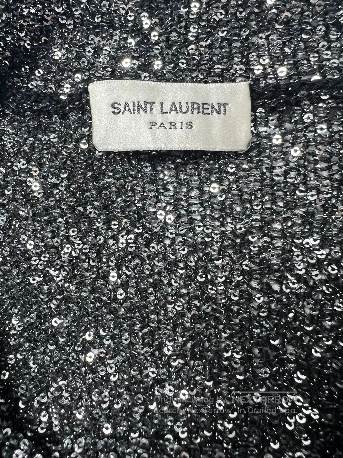Saint Laurent Paris Saint Laurent Silver Sequin Sweater. Size L / US 10 / IT 46 - 6 Thumbnail