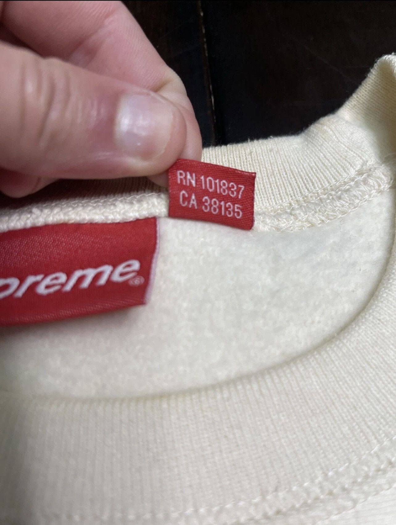 Supreme Supreme Box Logo Crewneck Natural Size Medium (FW18) Size US M / EU 48-50 / 2 - 7 Thumbnail