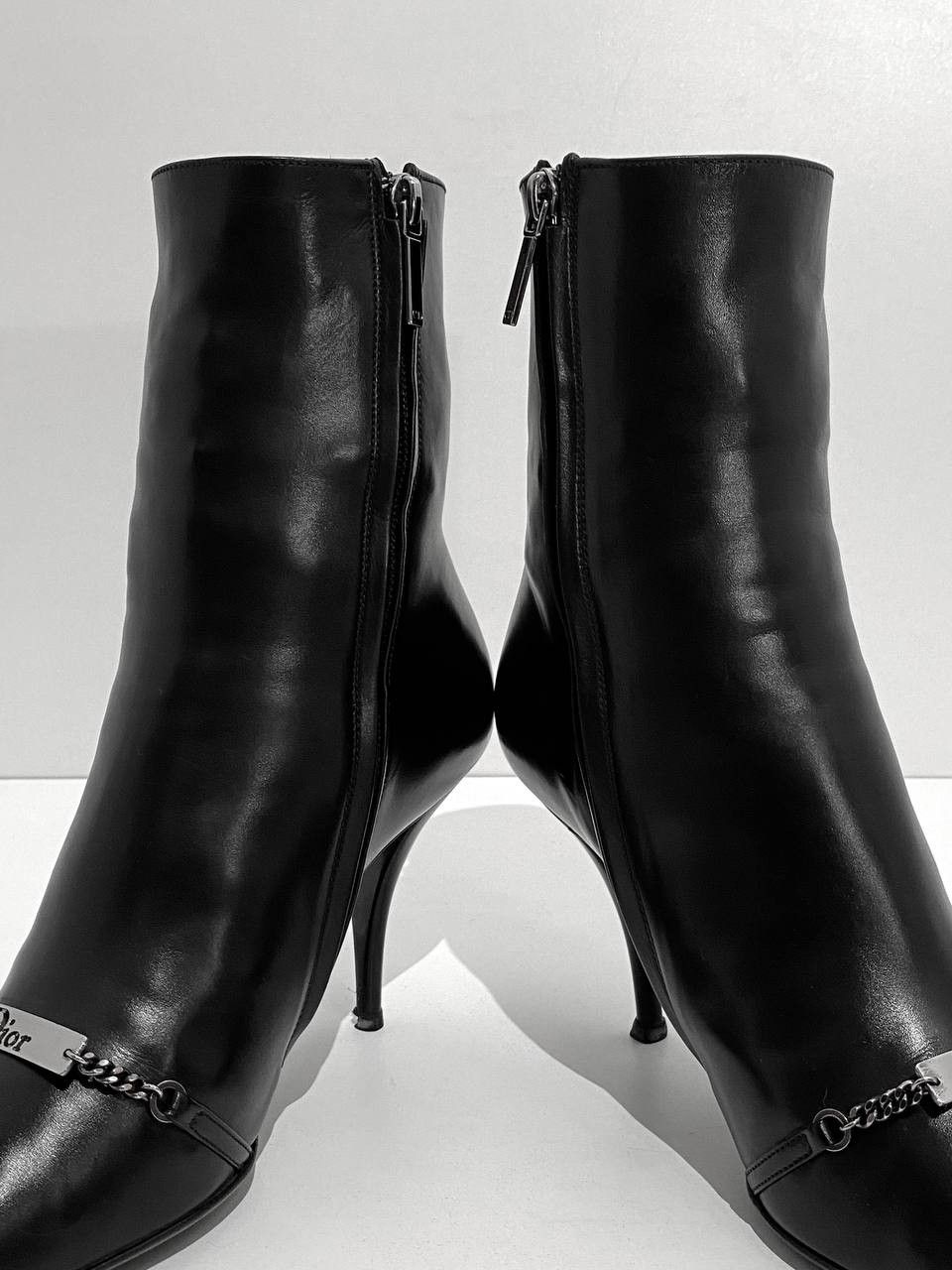 Dior Dior x Galliano Chain Logo Black Leather Archive Boots Y2K Size US 6.5 / IT 36.5 - 8 Thumbnail