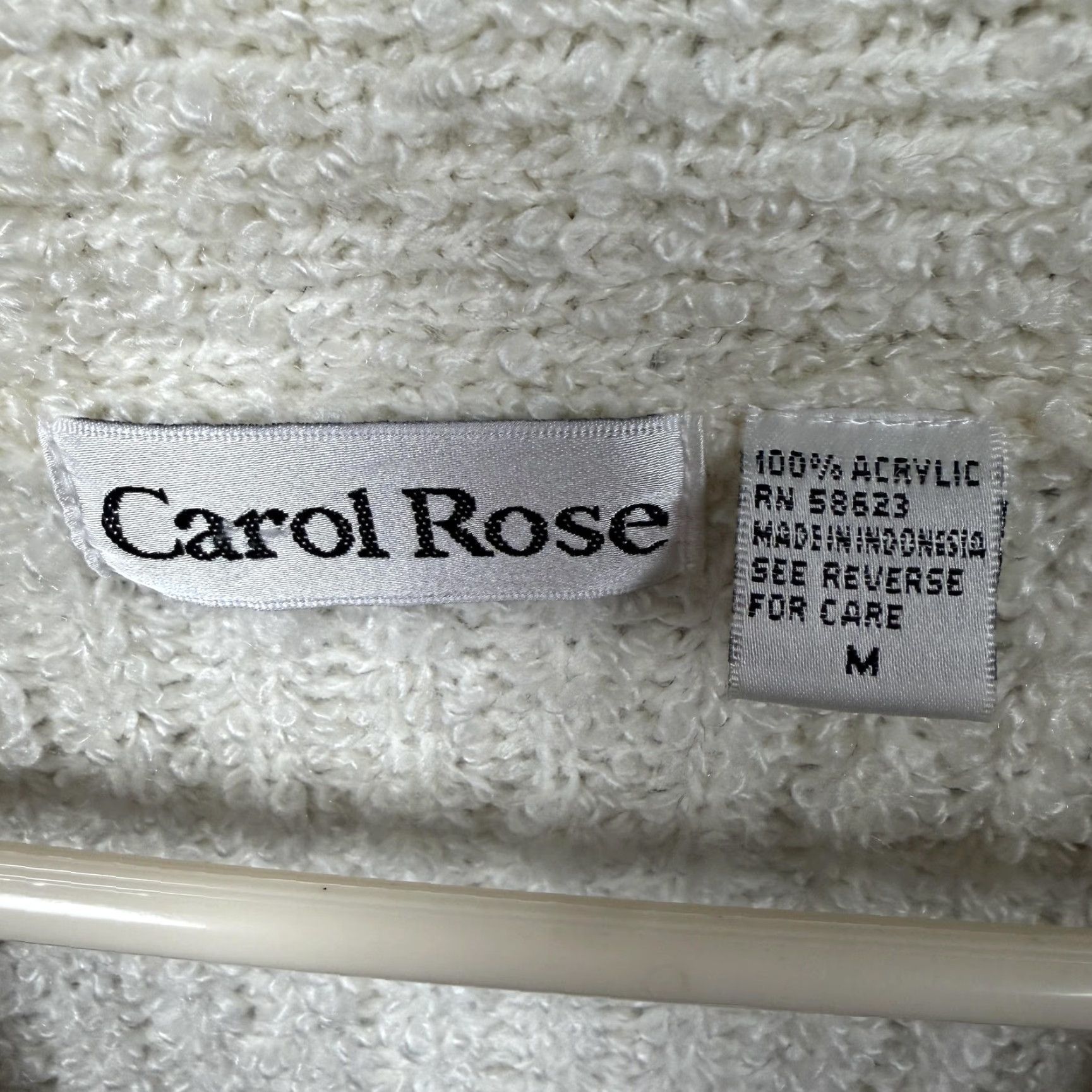 Vintage Carol Rose Cardigan Sweater Womens M Cream Fringe Knit Boho Festival Coquette Size M / US 6-8 / IT 42-44 - 7 Thumbnail