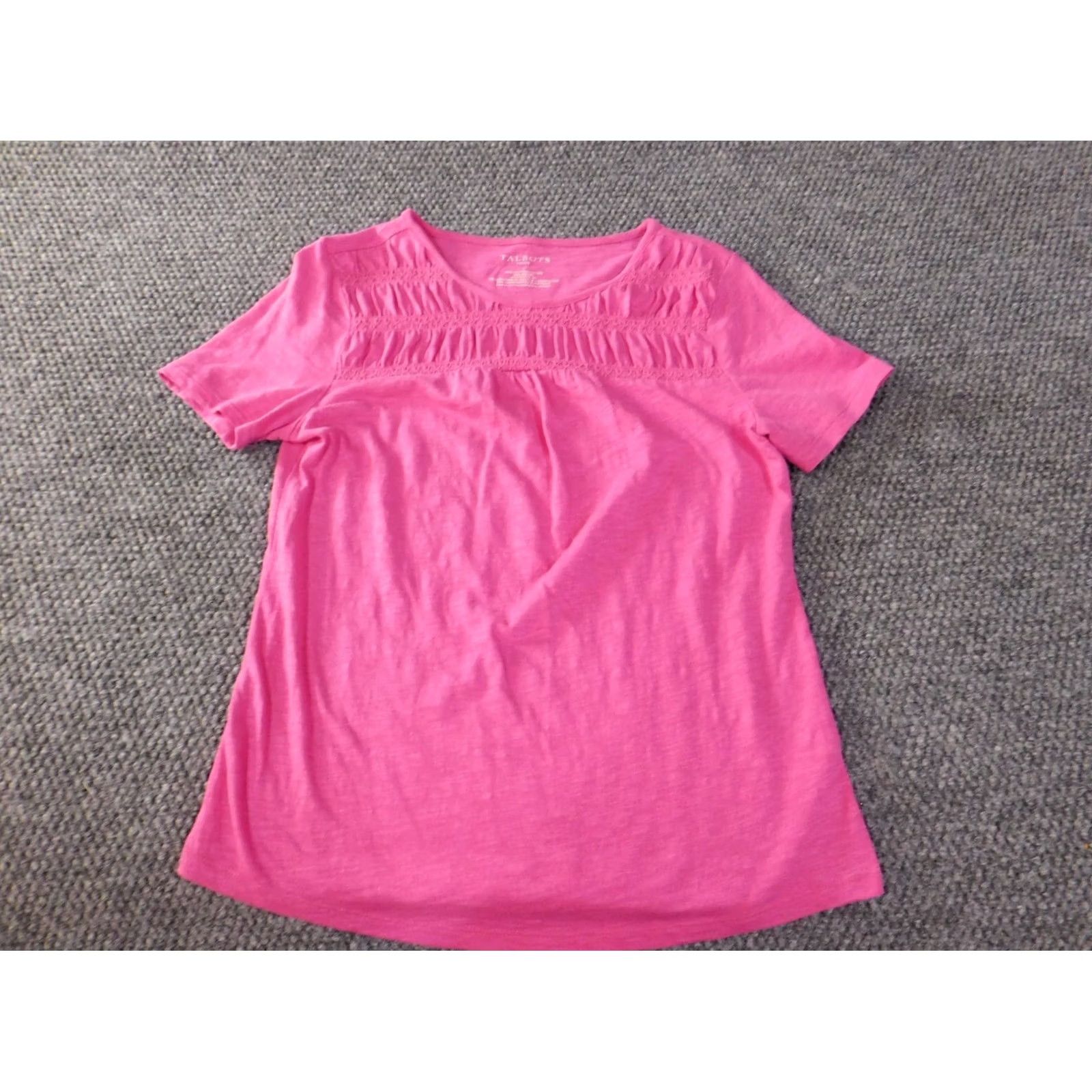 Talbots Talbots Womens PS Petites Pink Modal Stretch Top Blouse Crew Neck Short Sleeve Cotton Size S / US 4 / IT 40 - 2 Thumbnail