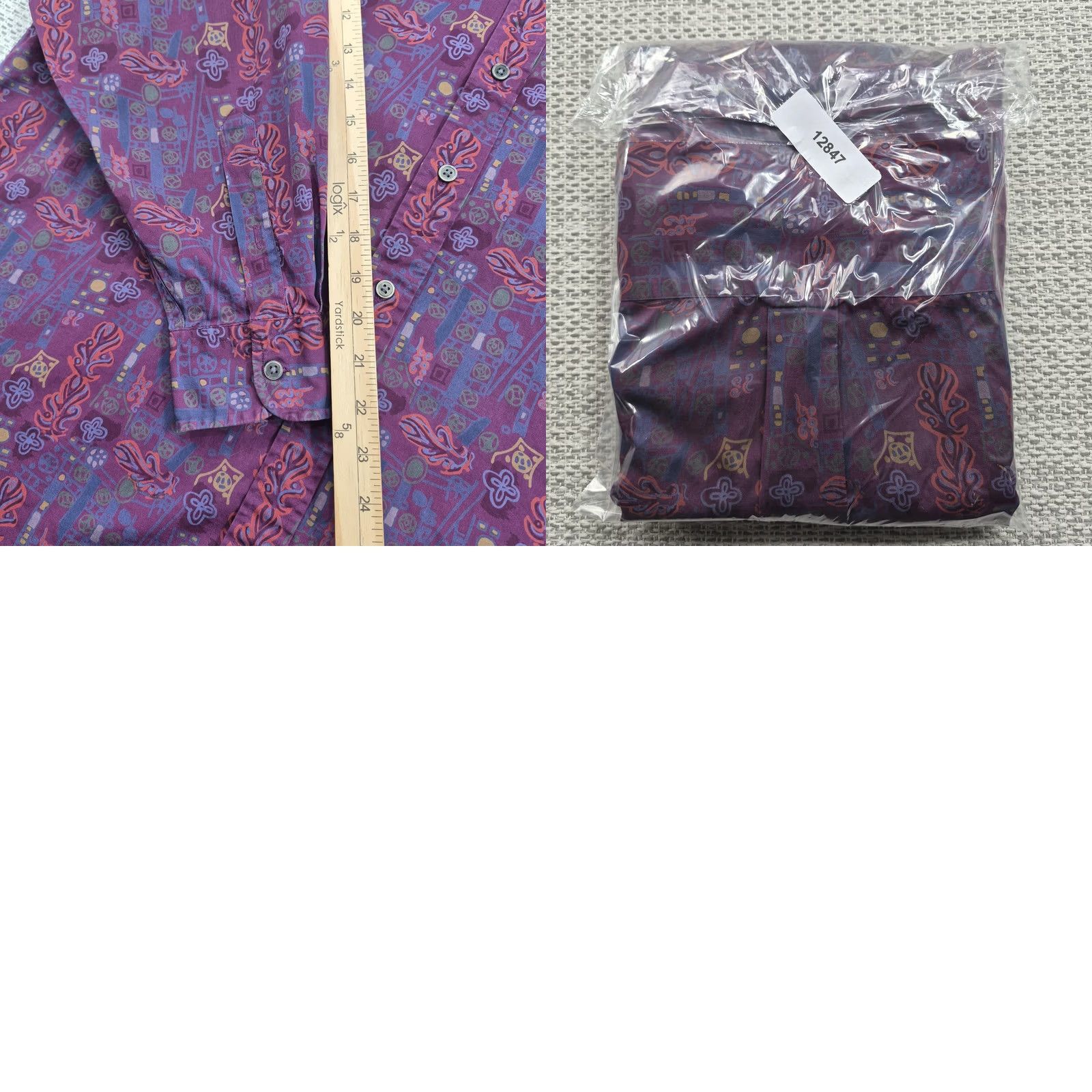 Nordstrom VINTAGE Nordstrom Shirt Mens Large Purple Geometric Print Long Sleeve Button-Front Twill Size US L / EU 52-54 / 3 - 9 Thumbnail