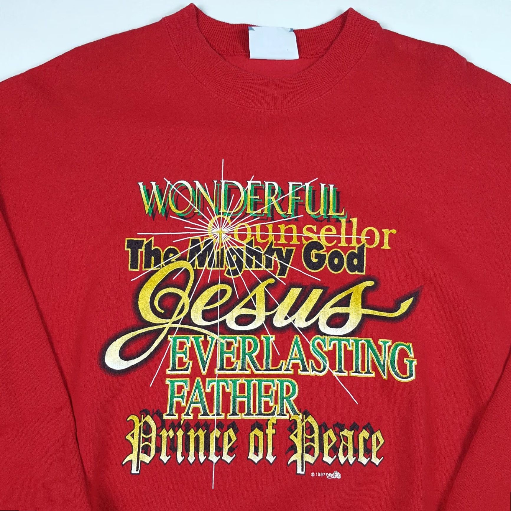 Lee VINTAGE 90s Wonderful Jesus Men's L Red Christmas Crewneck Pullover Sweatshirt Lee Shirt Mens Size US L / EU 52-54 / 3 - 2 Thumbnail
