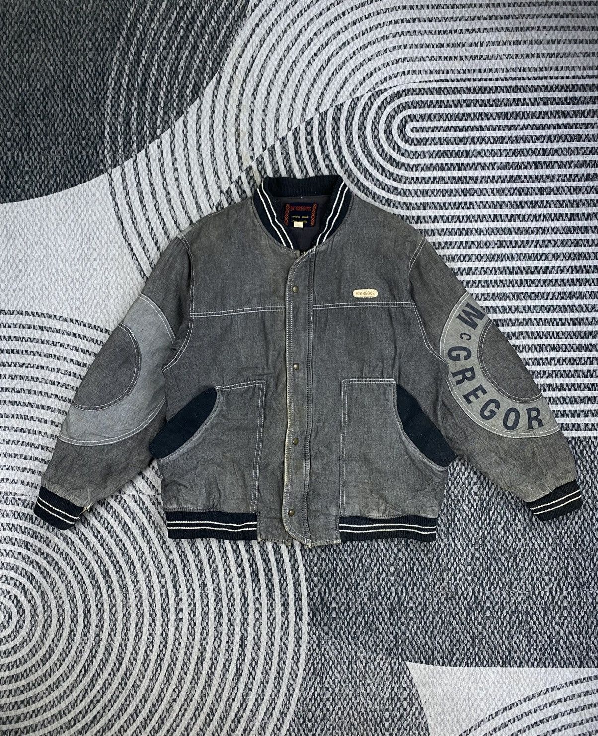 McGregor Vintage 90s McGregor Denim Big Spell On Sleeve Bomber Jacket Size US M / EU 48-50 / 2 - 1 Thumbnail