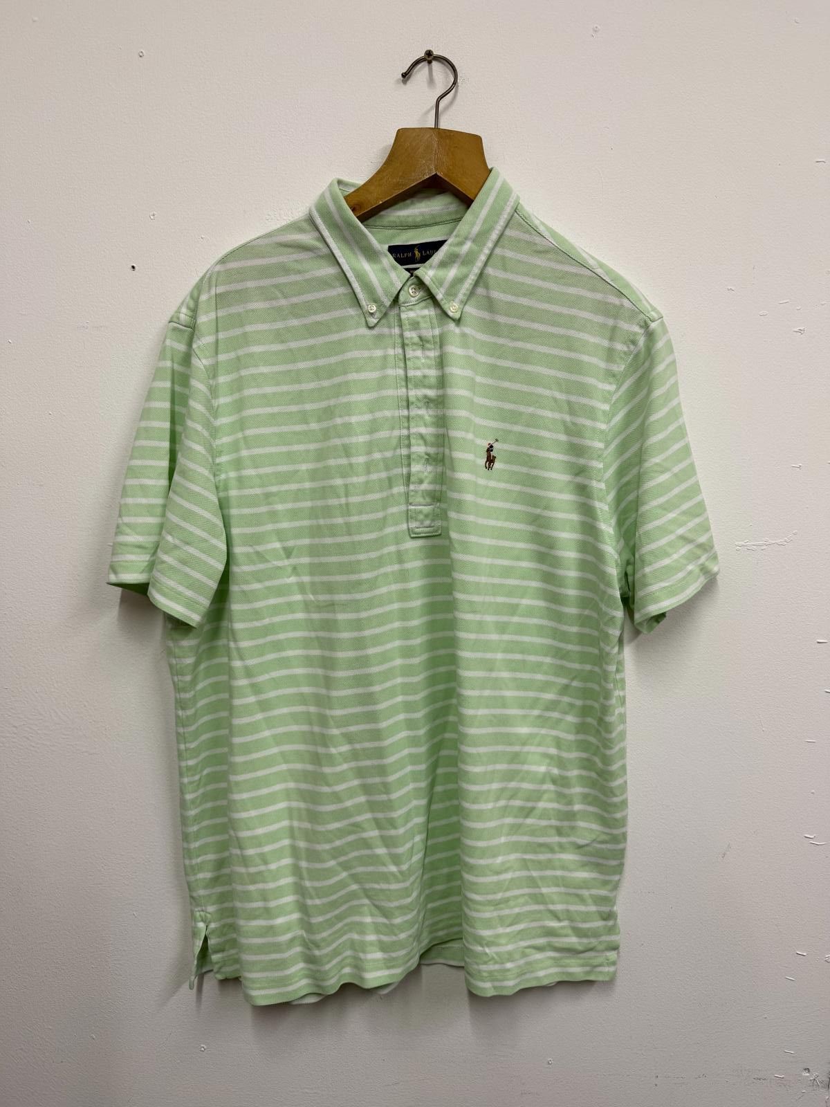 Polo Ralph Lauren Ralph Lauren Green and White Striped Polo Shirt Size US XXL / EU 58 / 5 - 1 Thumbnail