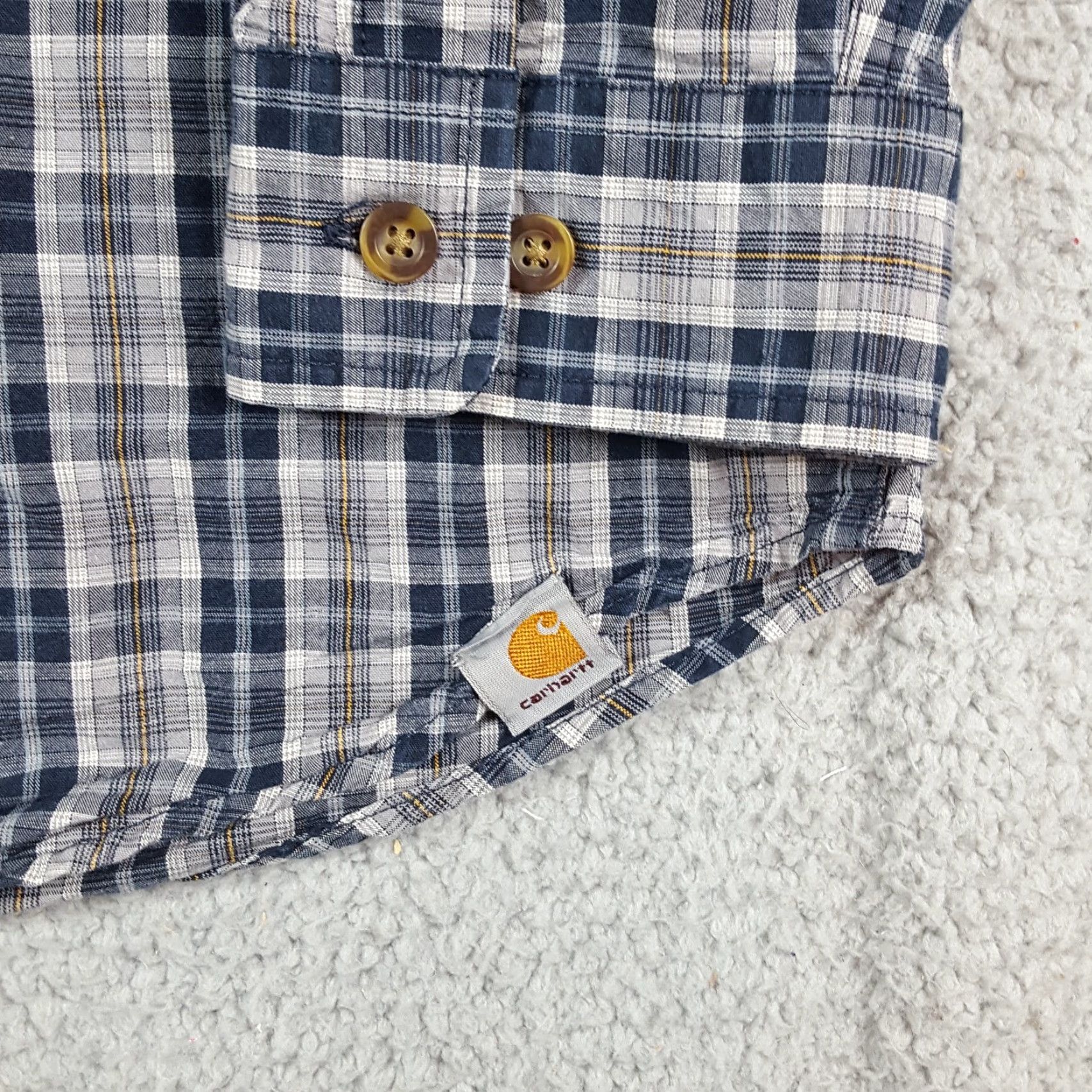 Carhartt Carhartt Plaid Button-Up Dress Shirt Men's Large Long Sleeve Collared Workwear Multicolor Classic Retro Size 42R - 4 Thumbnail