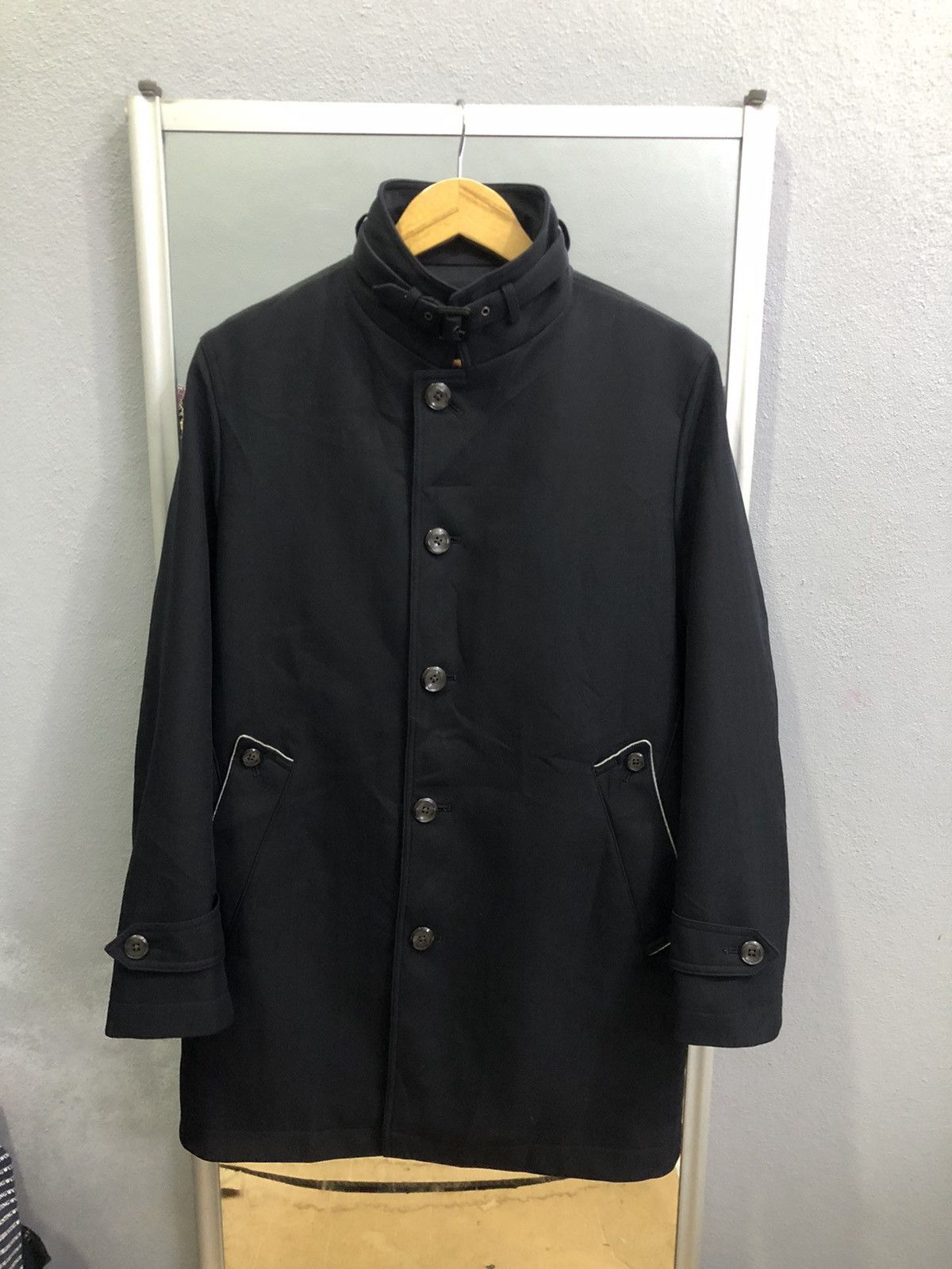 Japanese Brand Japanese Herringbone Convertible Stand Collar Coat Size US S / EU 44-46 / 1 - 6 Thumbnail