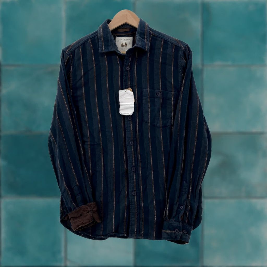 Denime Denim & Flower Ricky Singh Shirt Mens Small Blue Brown Striped Button Down Woven Size US S / EU 44-46 / 1 - 1 Thumbnail