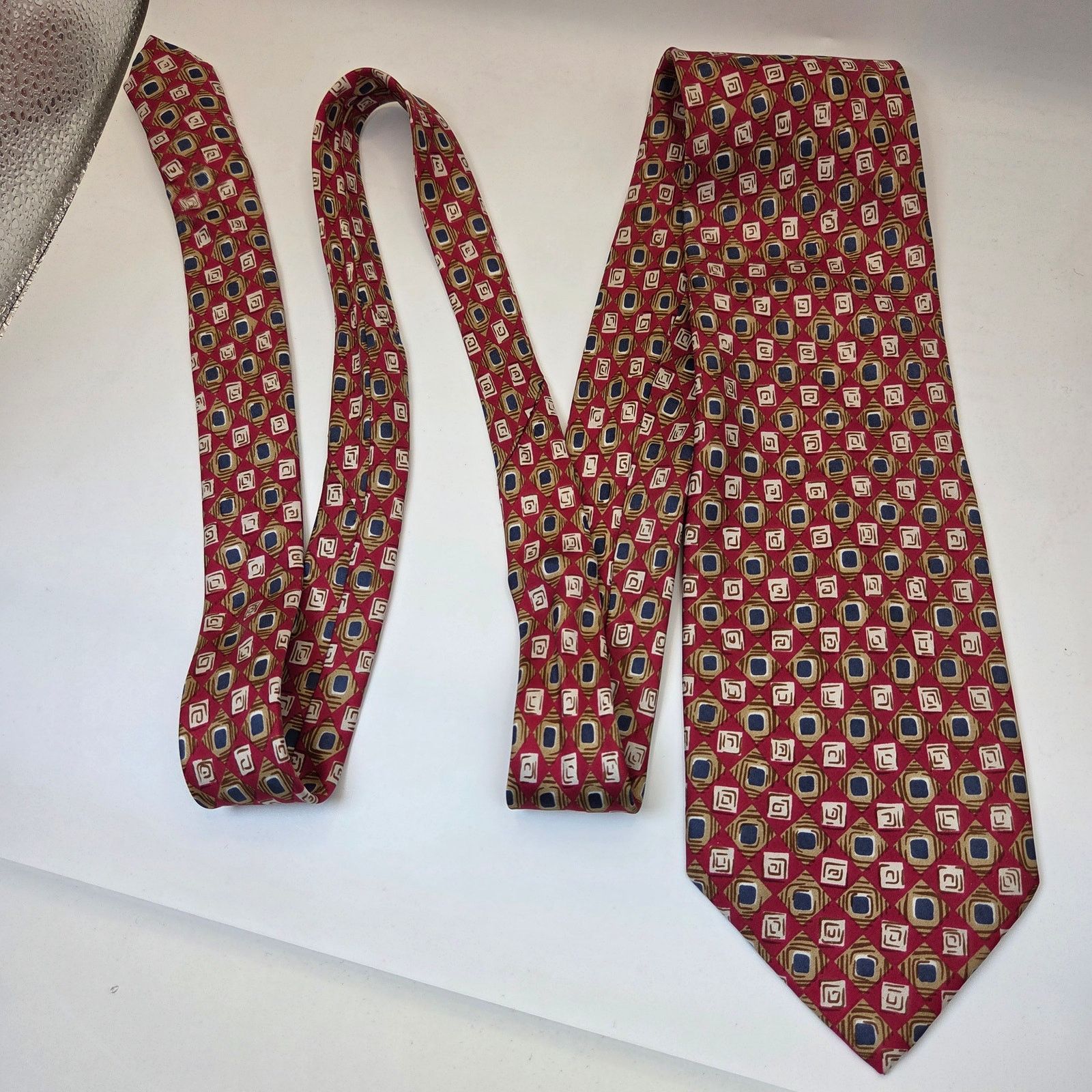 Vintage Vintage Alta Moda Cervino Silk Geometric Tie Size ONE SIZE - 2 Thumbnail