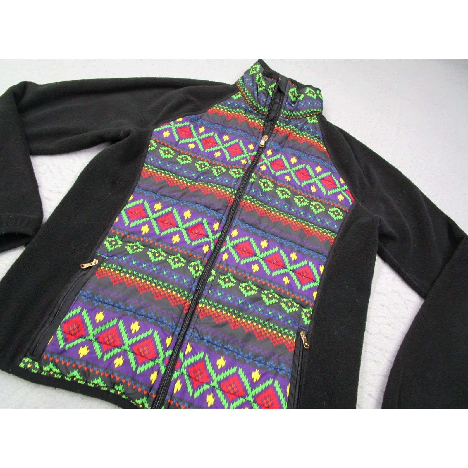 Ralph Lauren LAUREN RALPH LAUREN Jacket Women Large Black Fleece Puffer Full Zip Aztec Size L / US 10 / IT 46 - 2 Thumbnail