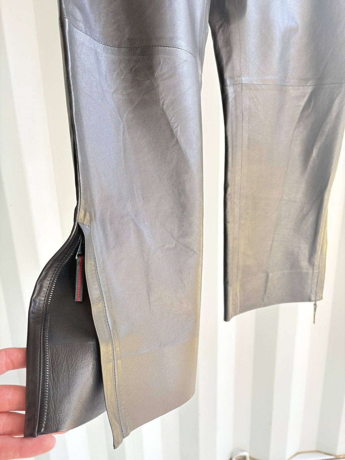 Gucci Leather Drawstring Pants Ankle Zip Tom Ford Era Size US 32 / EU 48 - 7 Thumbnail