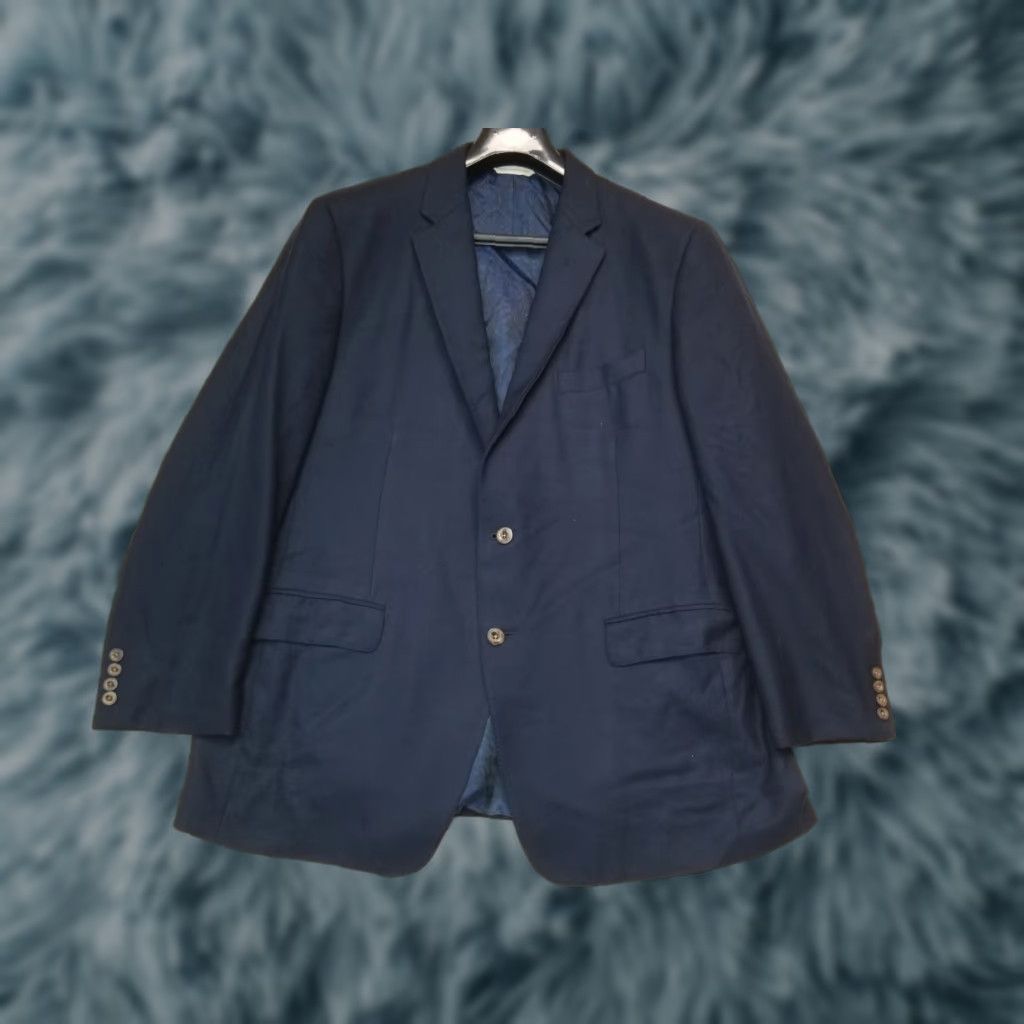 Vintage Samuelsohn Blazer Jacket Men 46R Blue Cashmere Notch Lapel Single-Breasted 4-Button Double-Vented Regular Tailored Sport Coat Size 46R - 1 Thumbnail
