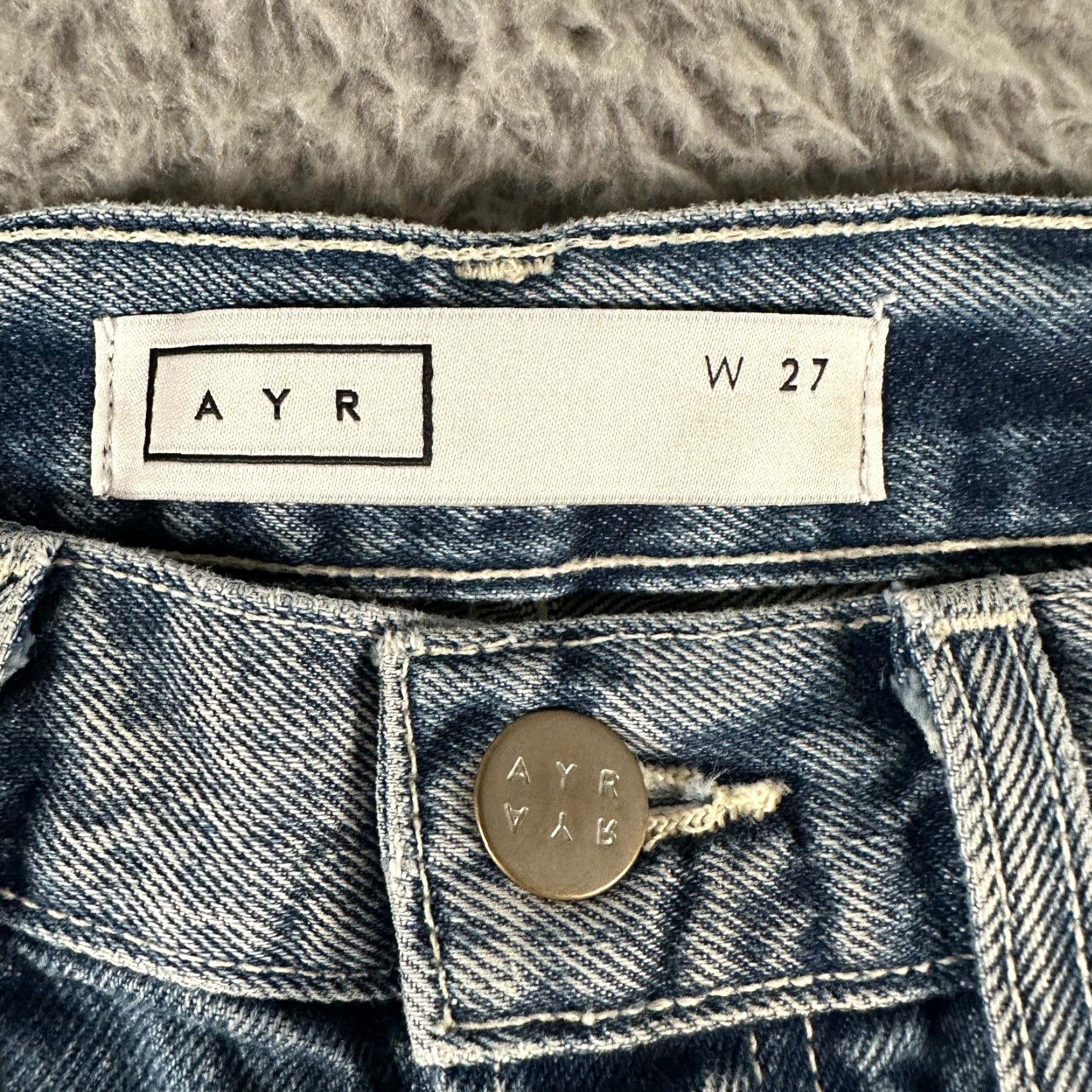 AYR Ayr Jeans High Rise Distressed Straight Womens 27 Blue Medium Wash Boho Vintage Size 27" / US 4 / IT 40 - 4 Thumbnail