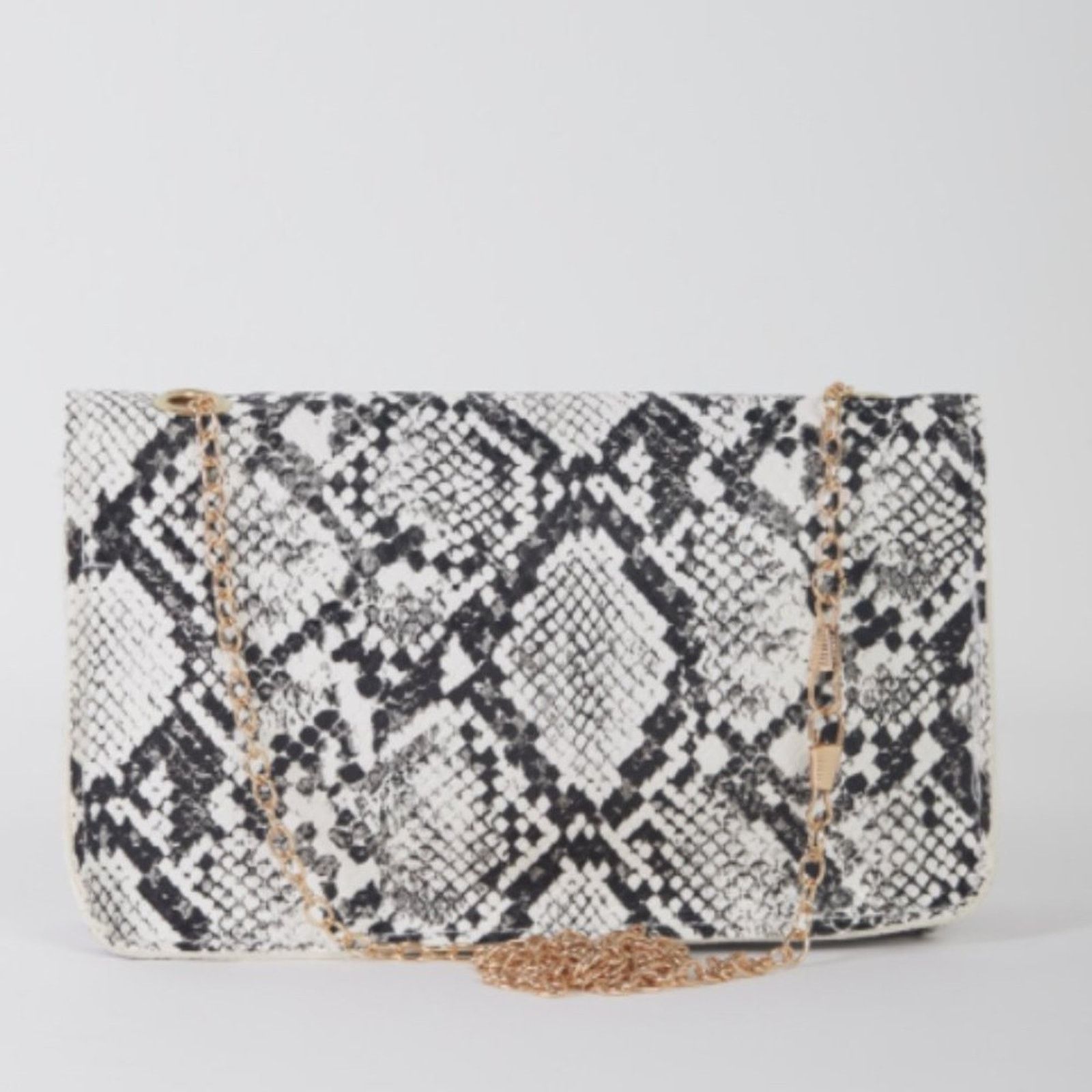 Other White Faux Snake Leather Metal Ring Gold Chain Crossbody Bag Size ONE SIZE - 5 Thumbnail