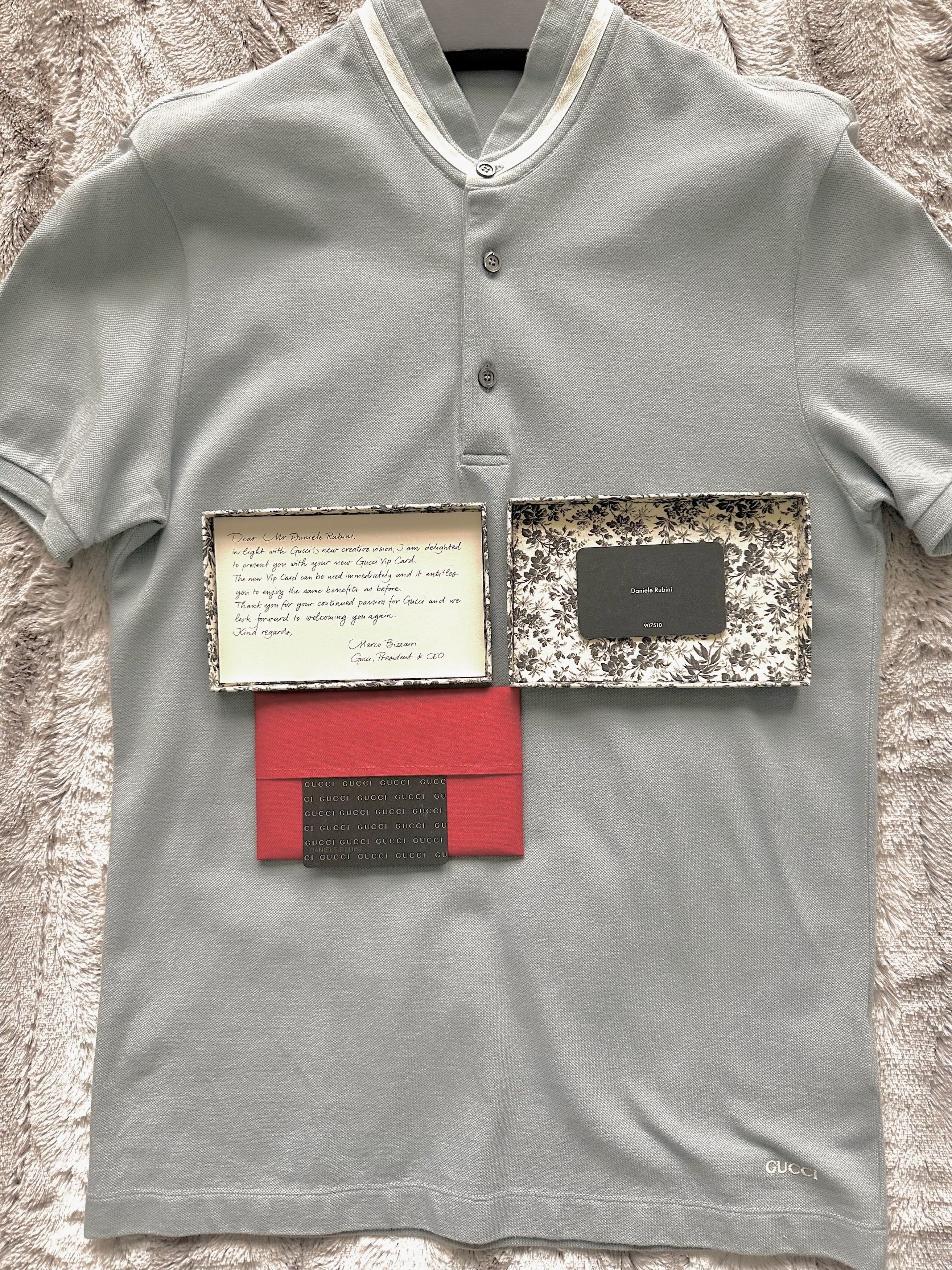 Gucci Gucci Powder Blue Ribbed Stand Collar Polo Shirt Size US S / EU 44-46 / 1 - 14 Thumbnail