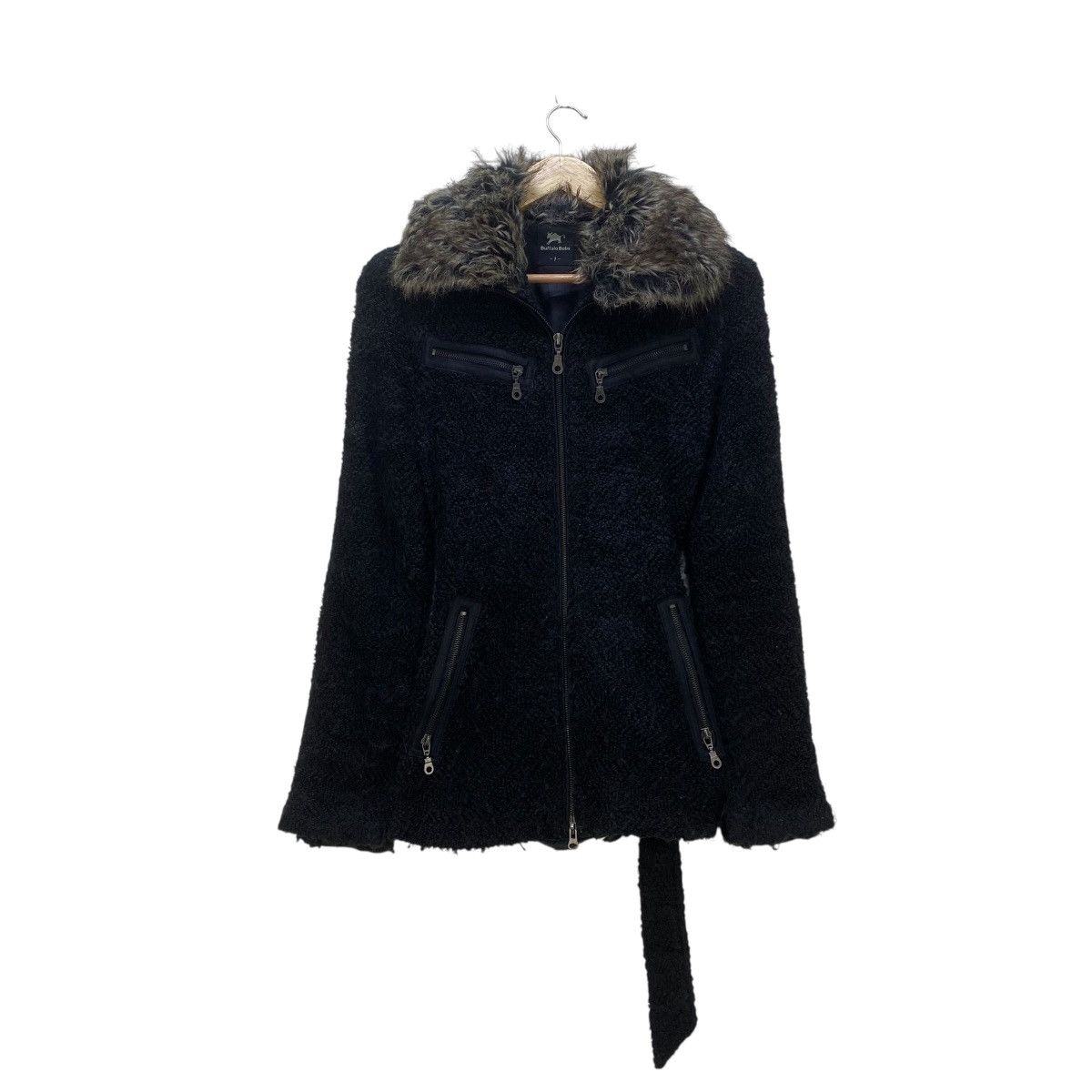 BUFFALO BOBS 🔥Rare Buffalo Bob High Collar Fur Belted Jacket Size M / US 6-8 / IT 42-44 - 2 Thumbnail