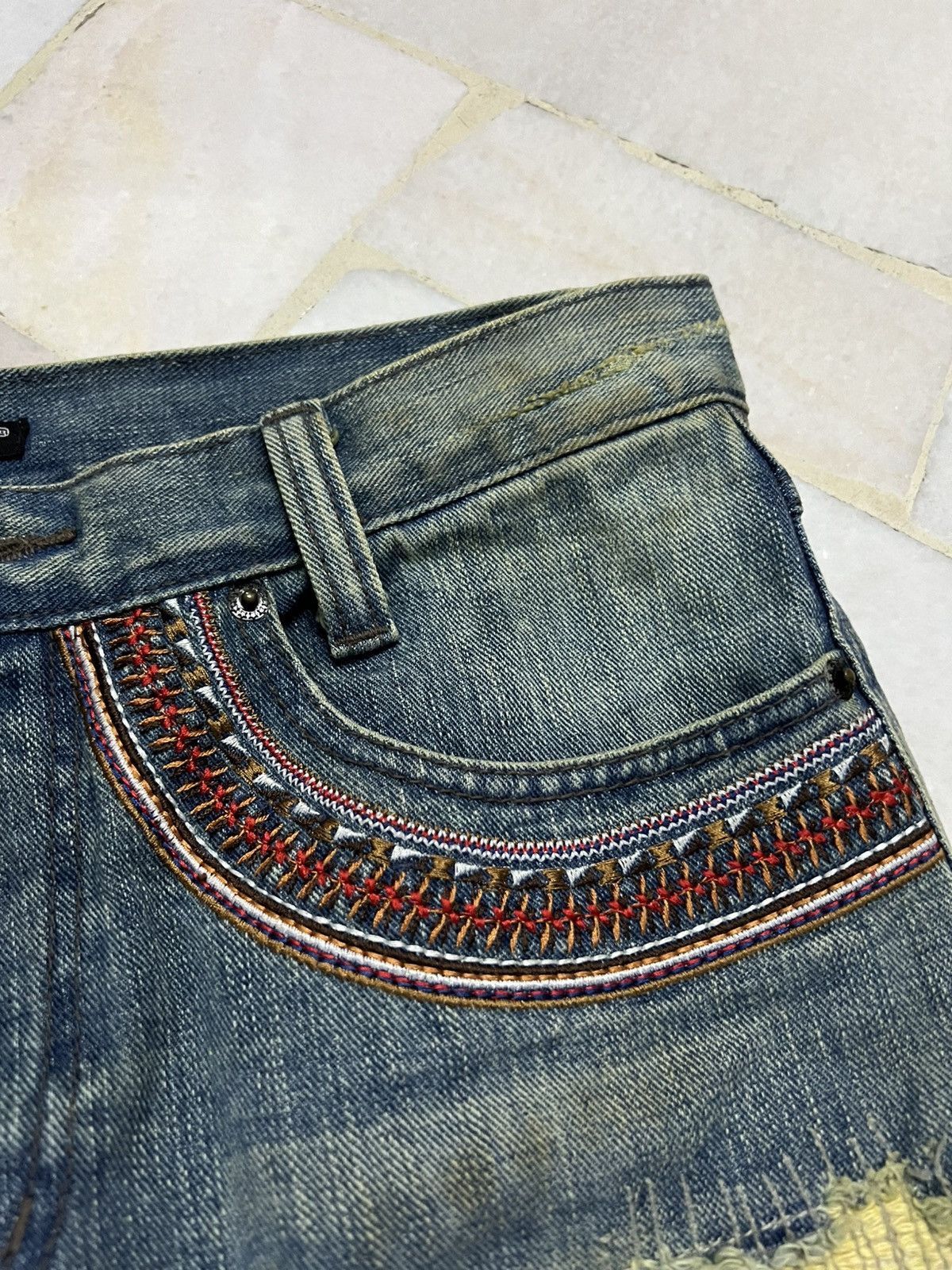 Japanese Brand × Jean × Vintage Japanese brand exhibitionist Distress Dirty Jean Size US 32 / EU 48 - 10 Thumbnail