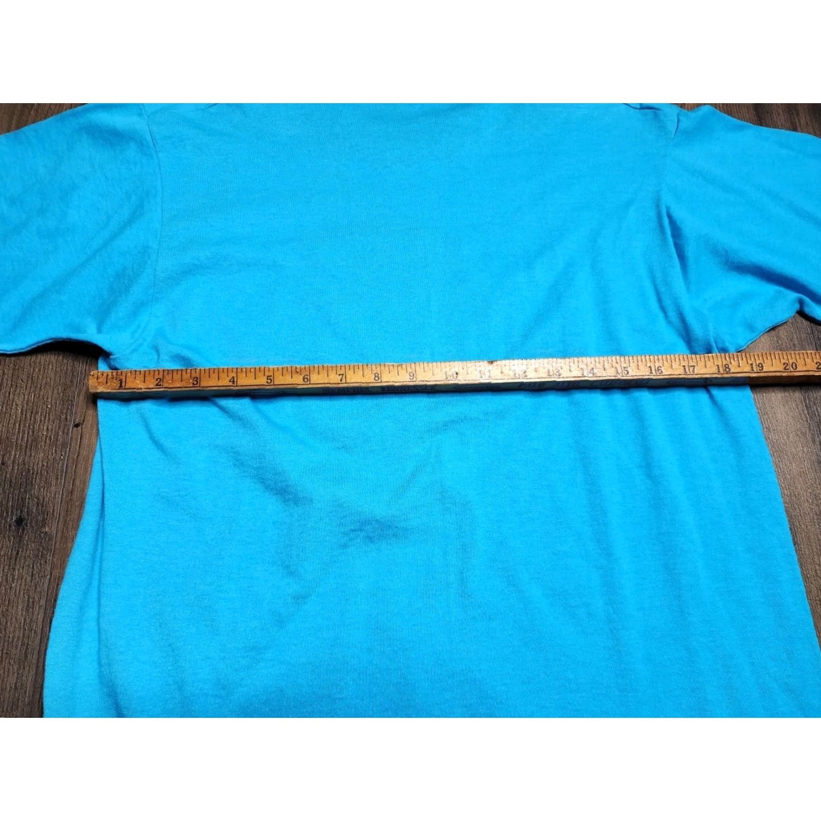 Vintage VINTAGE 1980s Mens L Quilted Fish Puff Paint T-Shirt Cotton Blend Crew Neck Casual Top Blue 80s Retro Streetwear Size L / US 10 / IT 46 - 4 Thumbnail