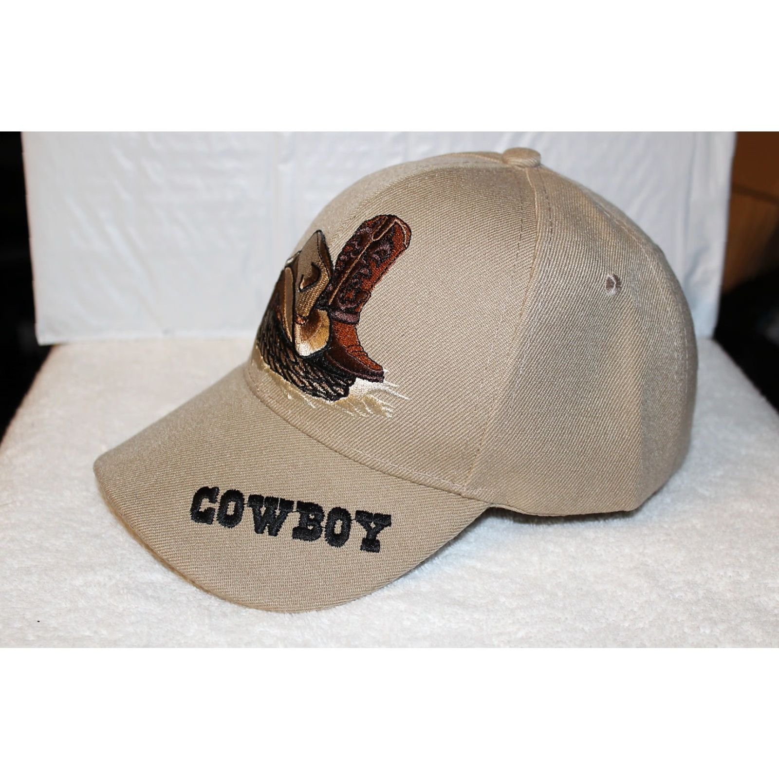 Vintage ACE Cowboy Hat Boots Rope Beige Outdoor Western Baseball Cap Adjustable Men Size ONE SIZE - 2 Thumbnail