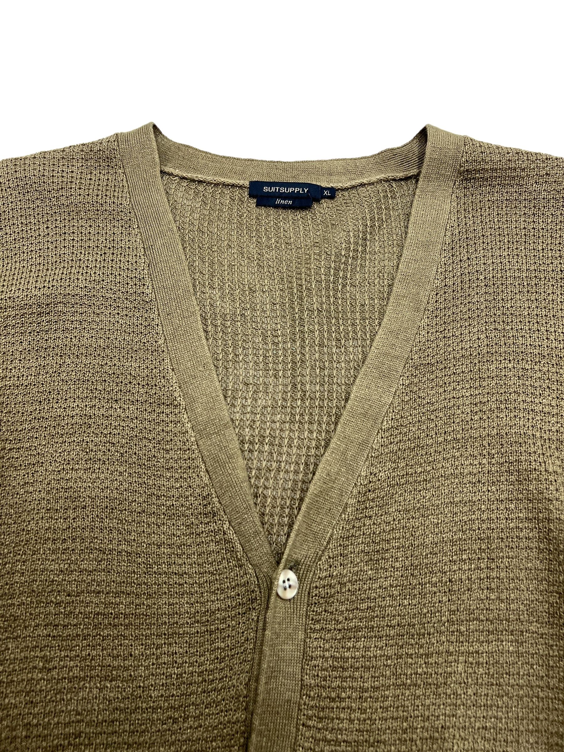 Suitsupply SUITSUPPLY 100% Linen Front Button Knitted Sweater Size XL Size US XL / EU 56 / 4 - 4 Thumbnail