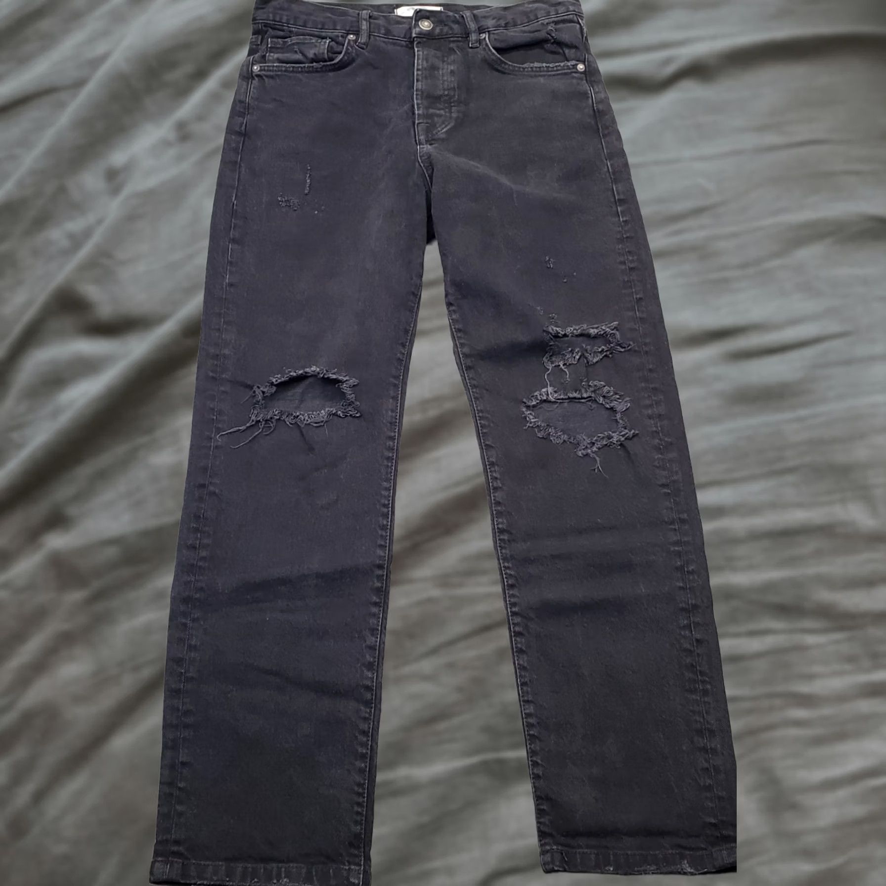 Free People Free People Jeans Women’s 28 Black Denim Straight Leg Button Fly Size 28" / US 6 / IT 42 - 1 Thumbnail