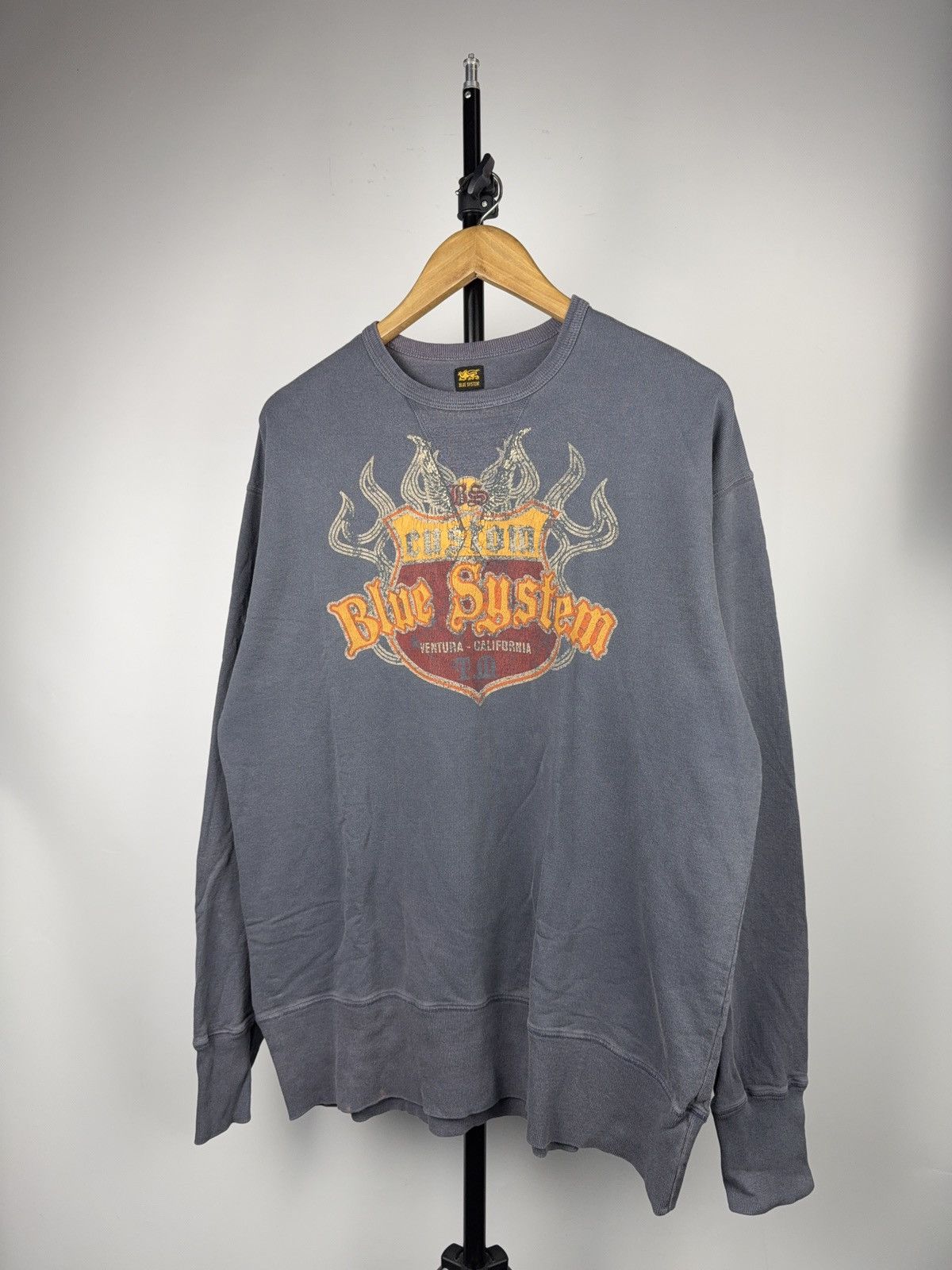 Vintage Vintage Biker Moto Blue System Custom Graphic Sweatshirt XL Size US XL / EU 56 / 4 - 1 Thumbnail