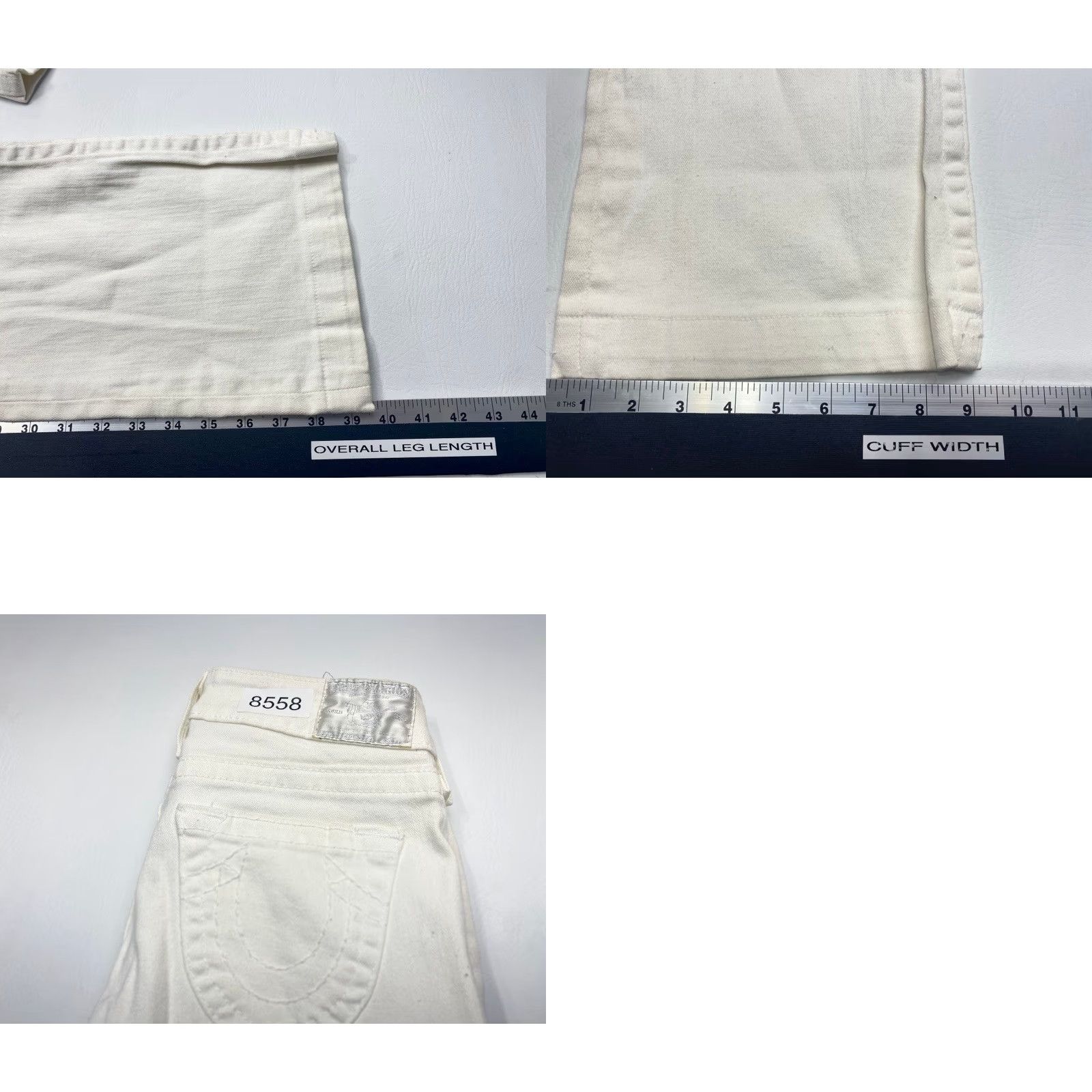 True Religion VINTAGE Tru Religion White Jeans - 27 Women's Low Rise Flare Denim with Rhinestones Made In USA Size 27" / US 4 / IT 40 - 9 Thumbnail