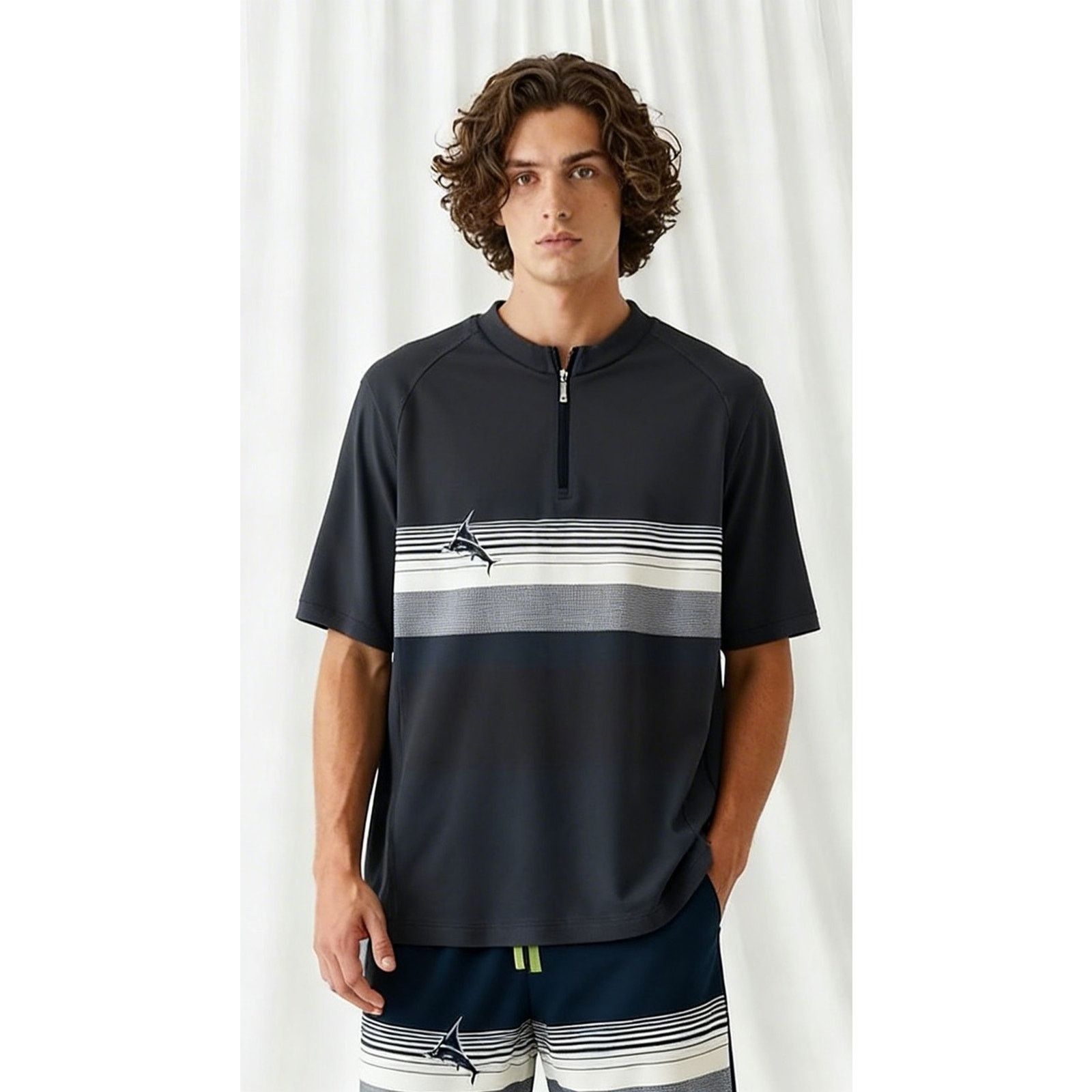 Tommy Bahama Tommy Bahama Polo Shirt Mens XL Gray Half-Zip IslandActive Size US XL / EU 56 / 4 - 1 Thumbnail