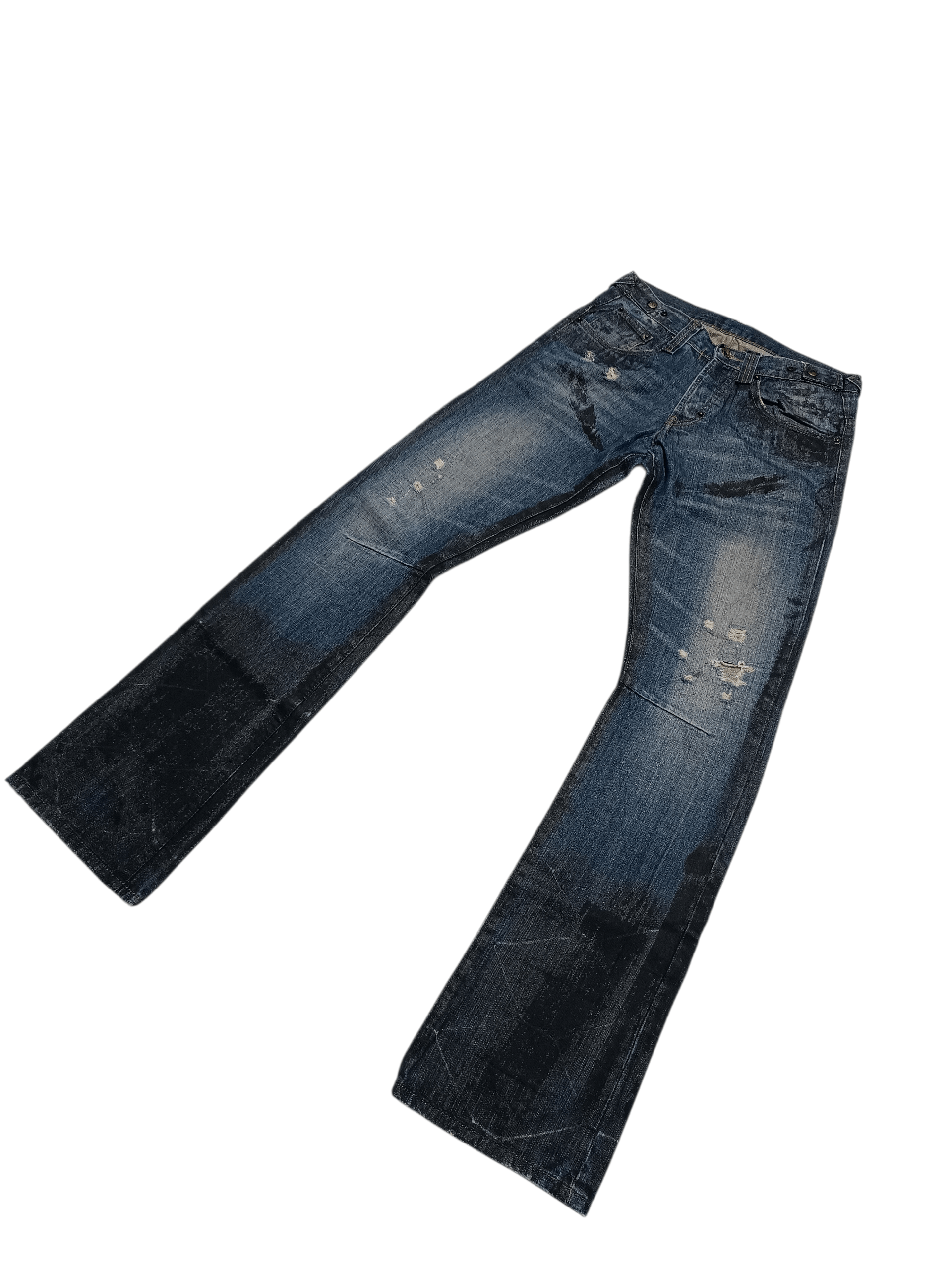 Prps Prps Distressed Waxed Bootcut Flare Denim Pant Size US 28 / EU 44 - 2 Thumbnail
