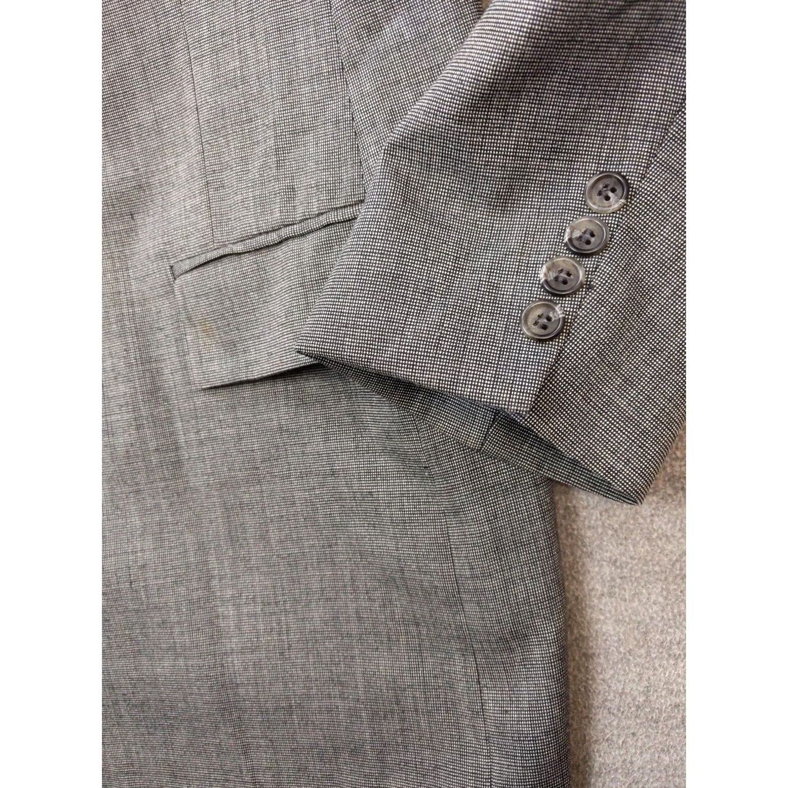 Doublet Oakton Ltd Blazer Jacket Sport Coat Mens 46 Long Gray Check Double Breasted Size 46R - 2 Thumbnail