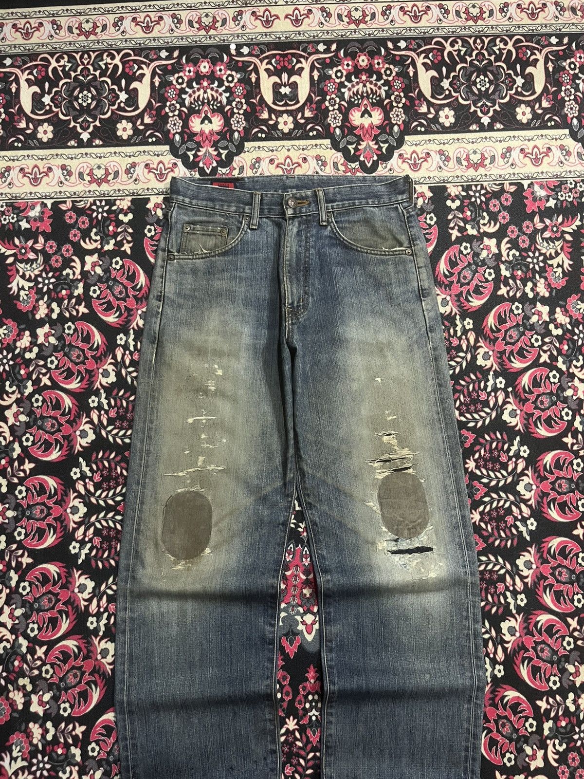 Kapital ⚡️Distressed⚡️Vintage Edwin 503w Blue Washed Ripped Patch Jean Size US 28 / EU 44 - 3 Thumbnail