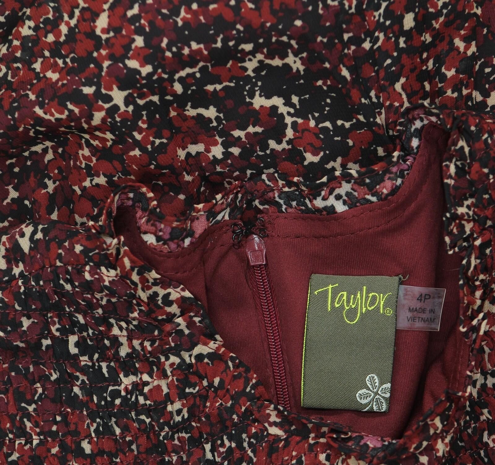 Ann Taylor Nwt Taylor Petite Chiffon Dress 3109p Crimson Red Multi 4p Size S / US 4 / IT 40 - 4 Thumbnail