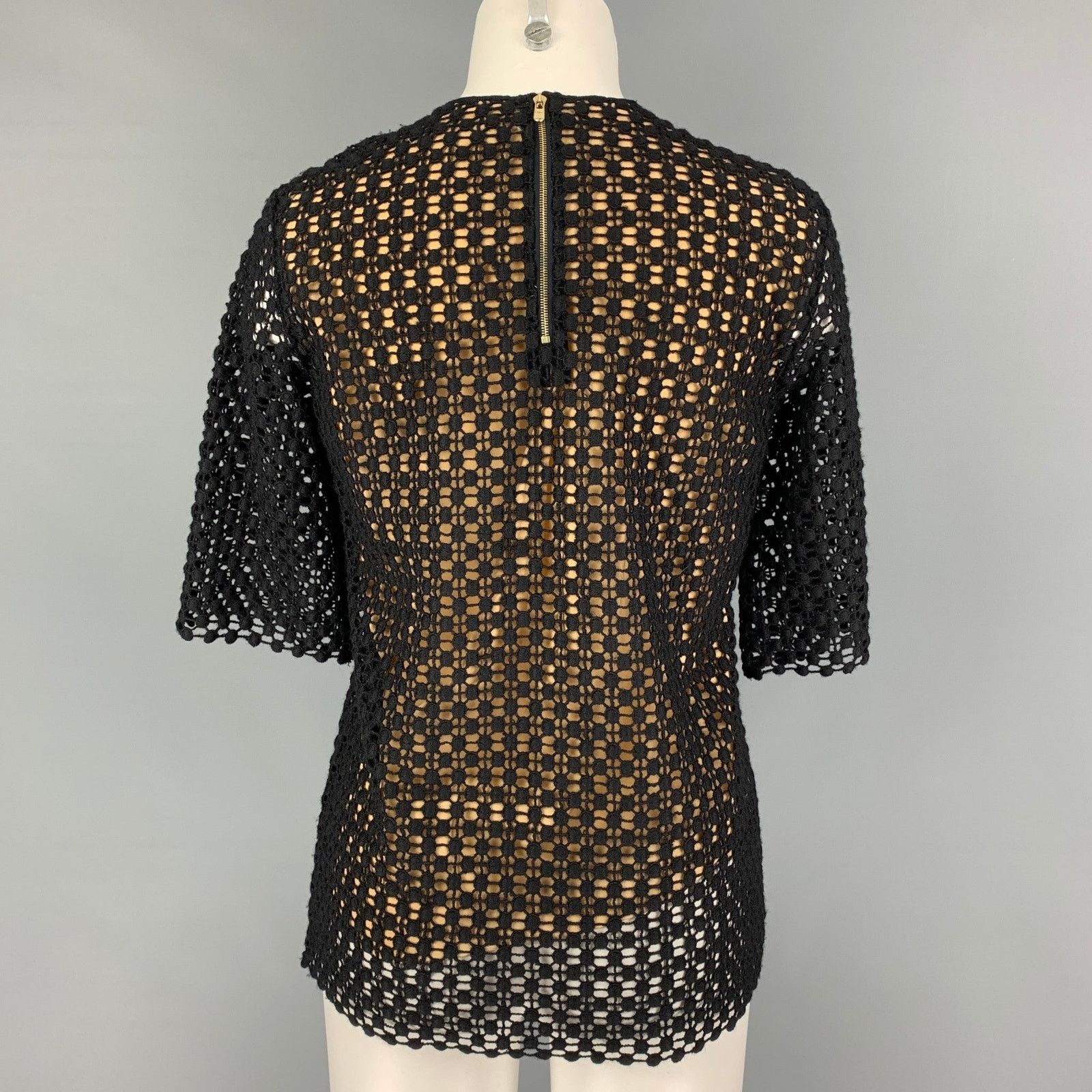 Chloe Black Beige Wool Cotton Crochet Double Layer Dress Top Size XS / US 0-2 / IT 36-38 - 3 Thumbnail