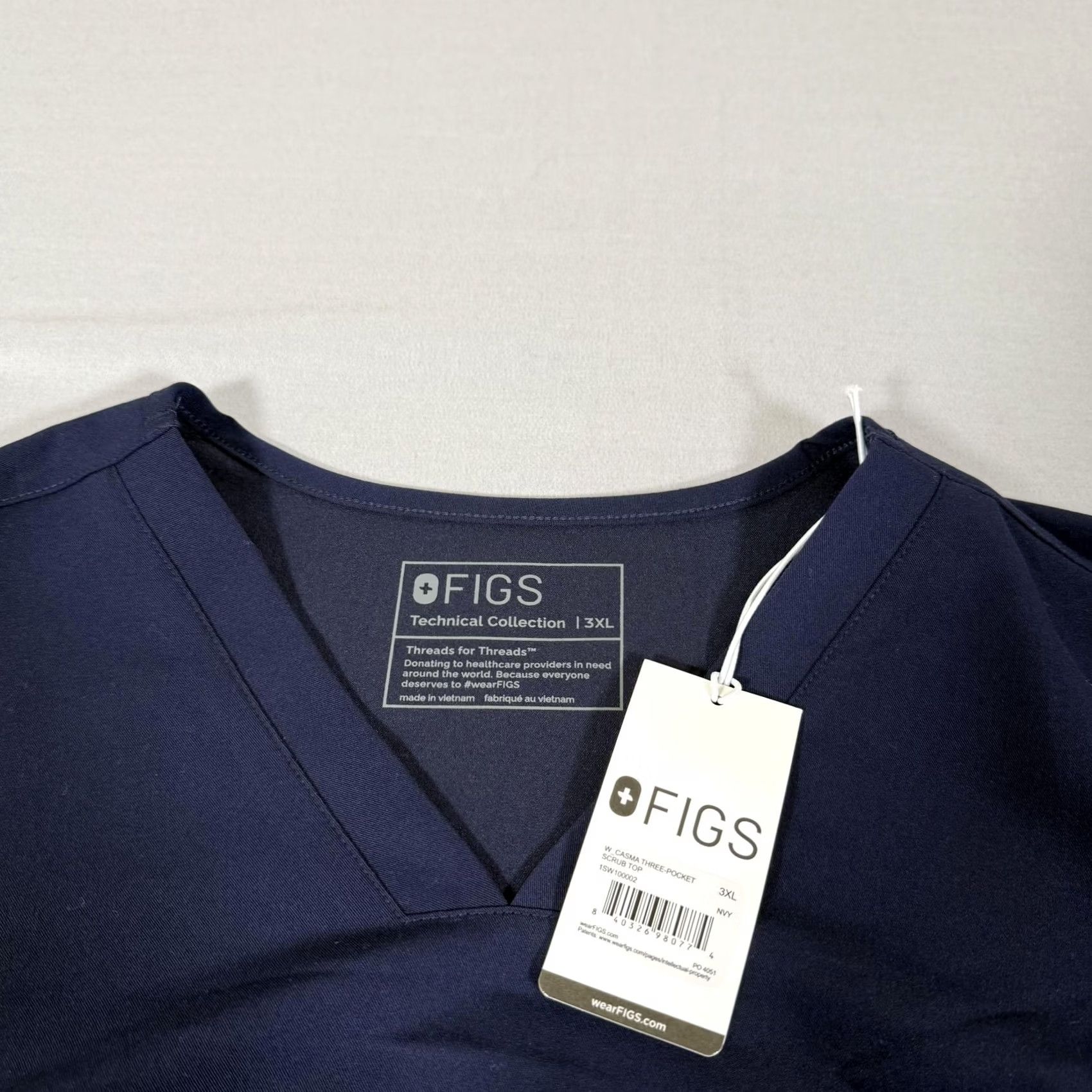Vintage FIGS Scrub Top Womens Casma Technical Collection V-Neck 3 Pocket Stretch Shirt 3XL Blue Size XXL / US 16-18 / IT 52-54 - 3 Thumbnail