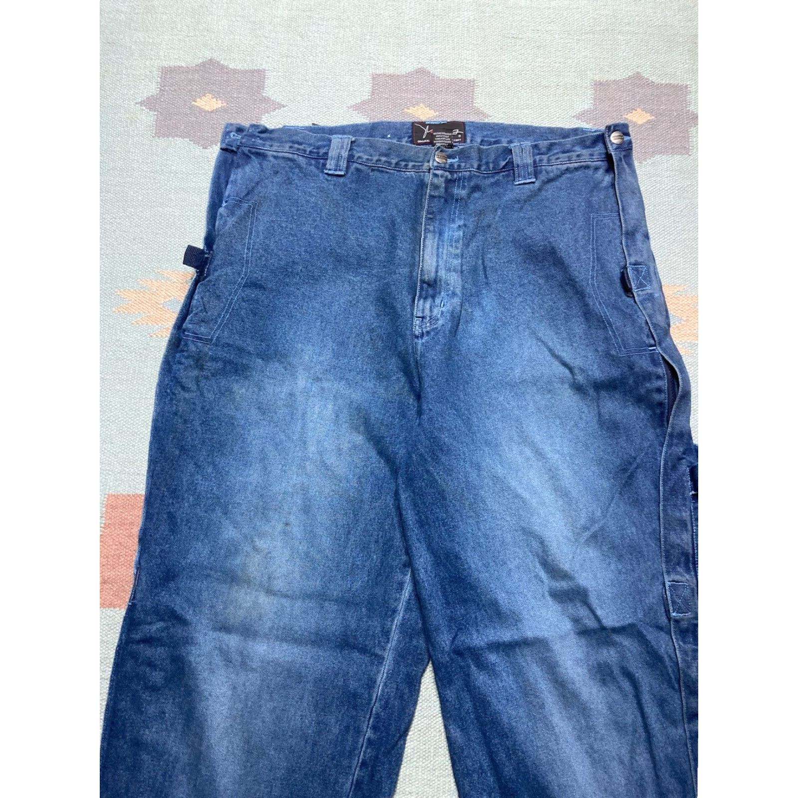 JNCO VINTAGE Jeans Men's 38x32 Blue Wide-Leg Hip Hop JNCO Style Baggy Carpenter Skater 90s 2000s Era Jeans with Zippers Side Size US 38 / EU 54 - 6 Thumbnail