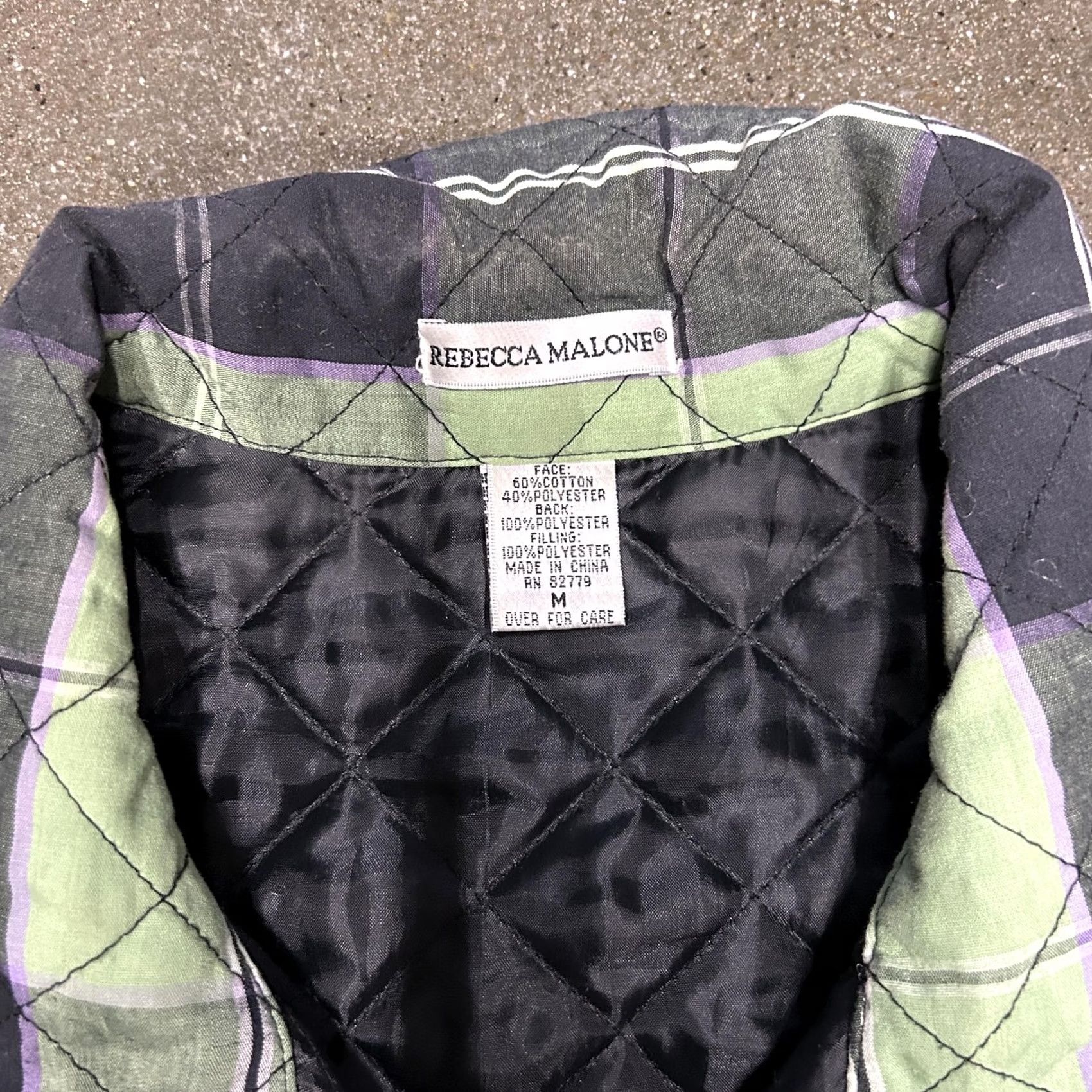 Vintage Rebecca Malone Vest Womens Medium Green Plaid Quilted Snap Front Collared Lined Size M / US 6-8 / IT 42-44 - 3 Thumbnail