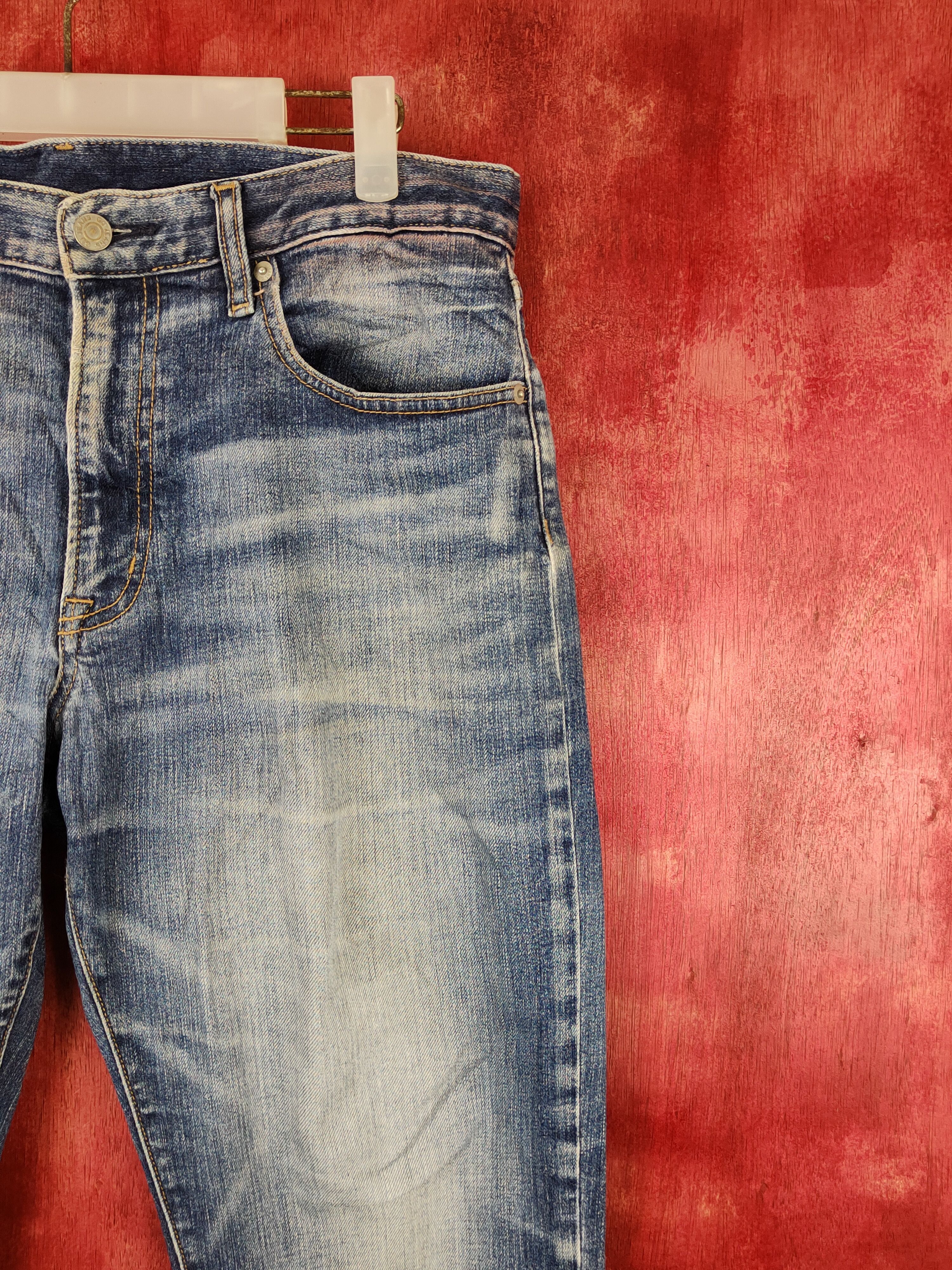 GU GU Blue Faded Distressed Ripped Jeans #S16692 Size US 33 - 5 Thumbnail