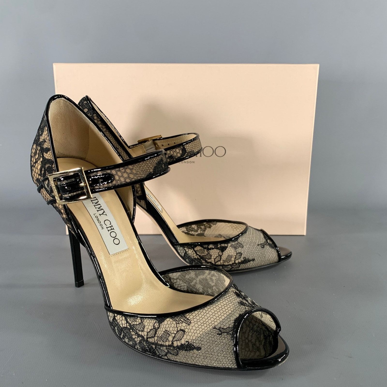Jimmy Choo JIMMY CHOO Size 9 Black Cream Lace 144Lace Stiletto Pumps Size US 9 / IT 39 - 7 Thumbnail