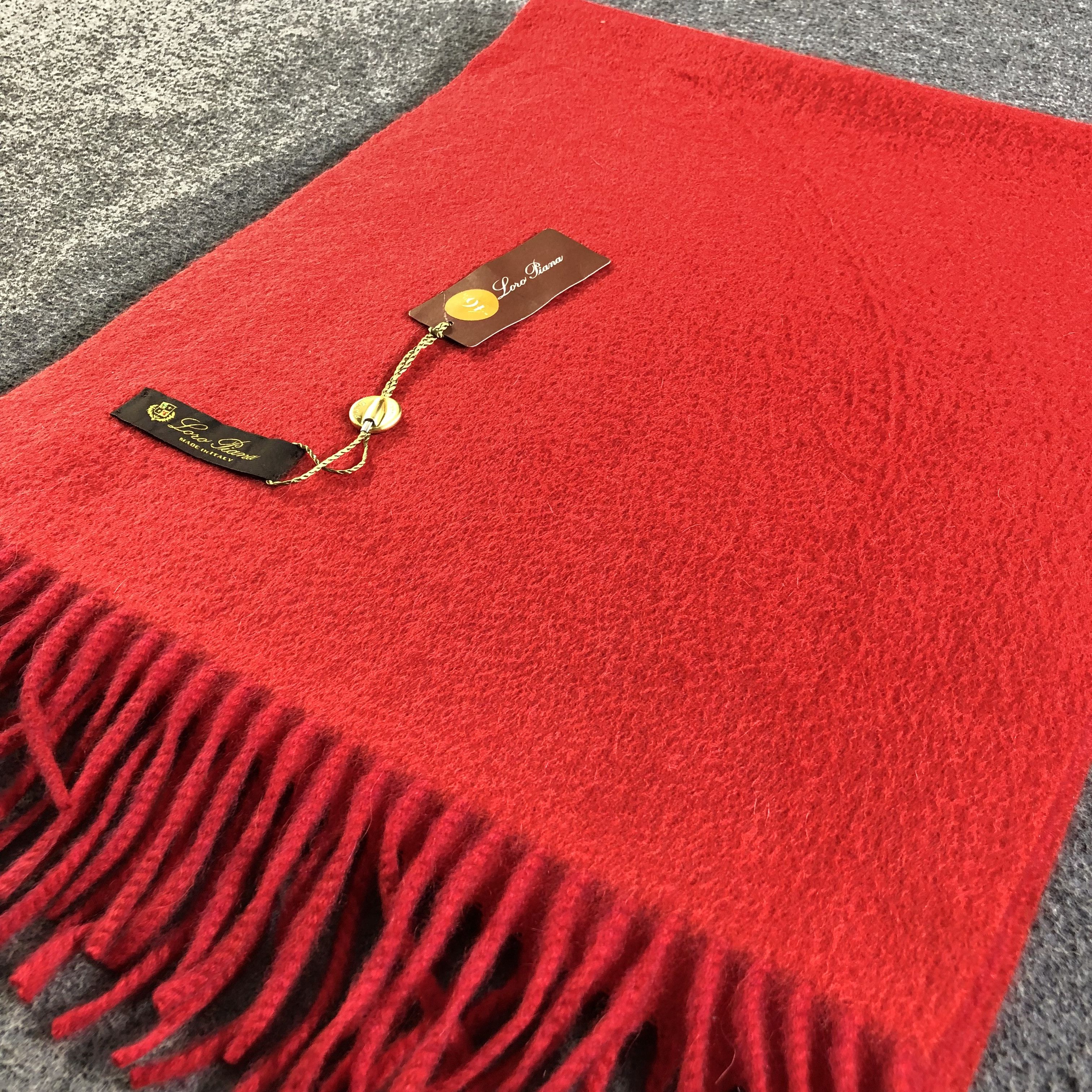 Loro Piana Loro Piana Plain Red Cashmere Scarf Muffler V2601 Size ONE SIZE - 4 Thumbnail