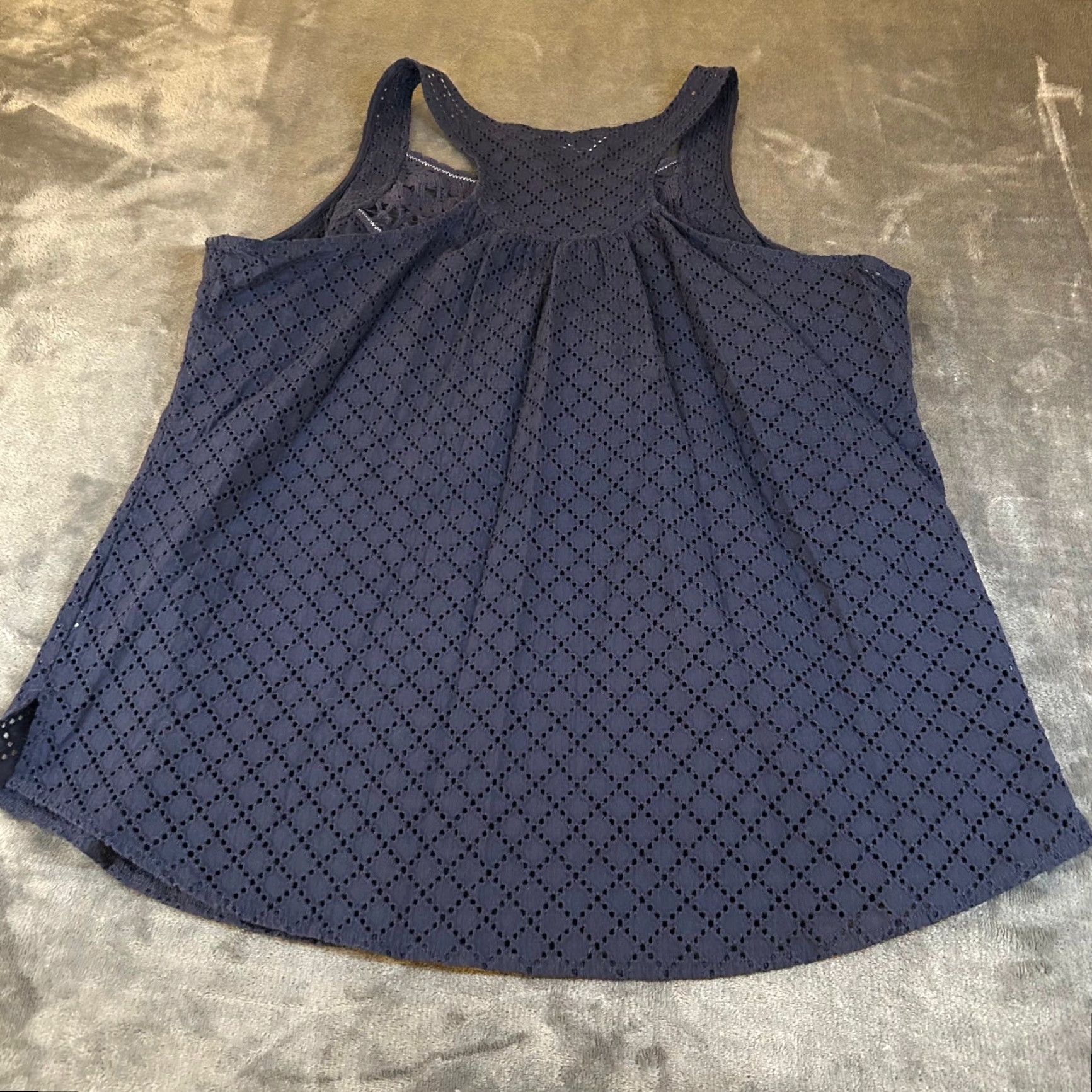Vintage Maurices Tank Top Womens Navy Crochet Racerback Sleeveless Cotton Knit Camisole Square Neck Size 2 Size XS / US 0-2 / IT 36-38 - 4 Thumbnail